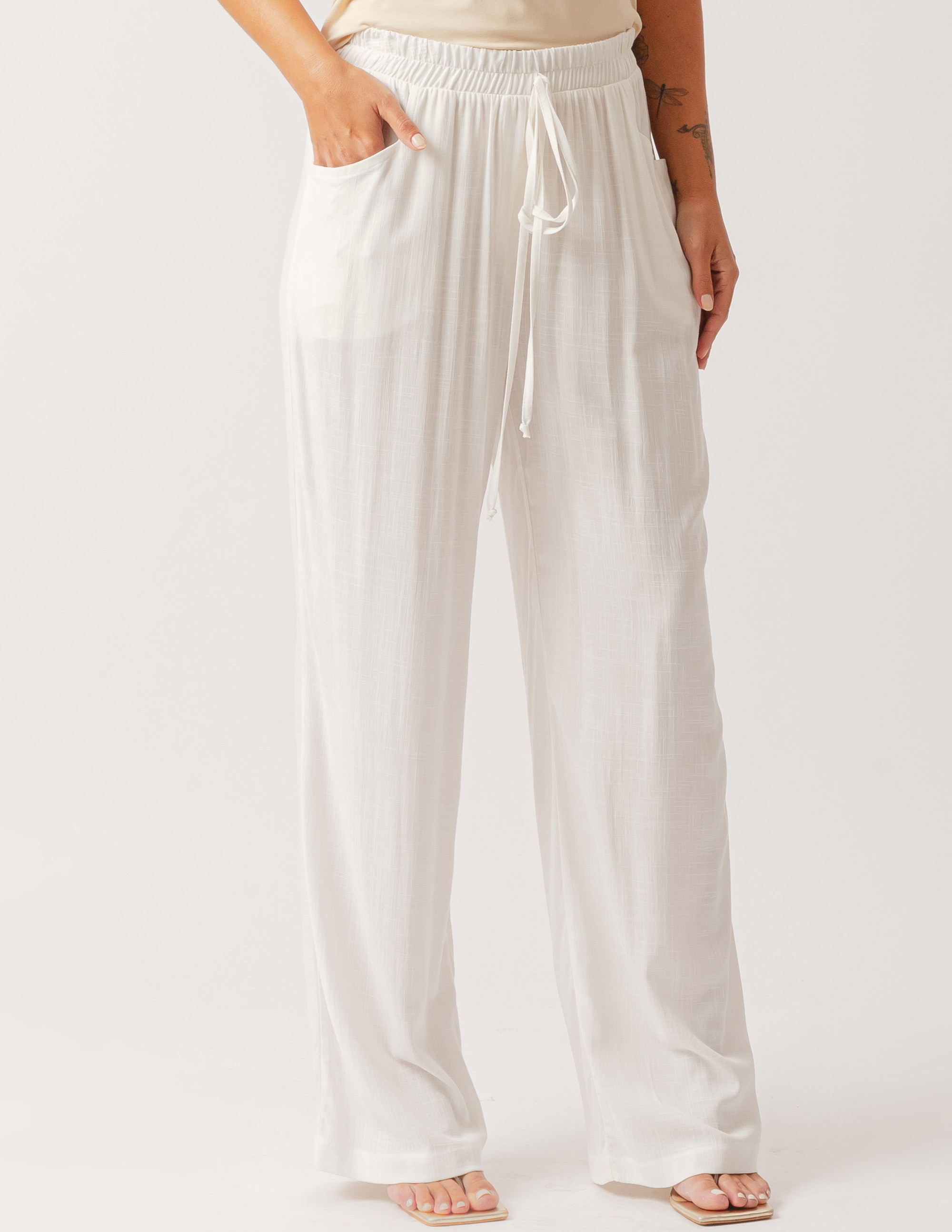 Calça Reta Linho Off