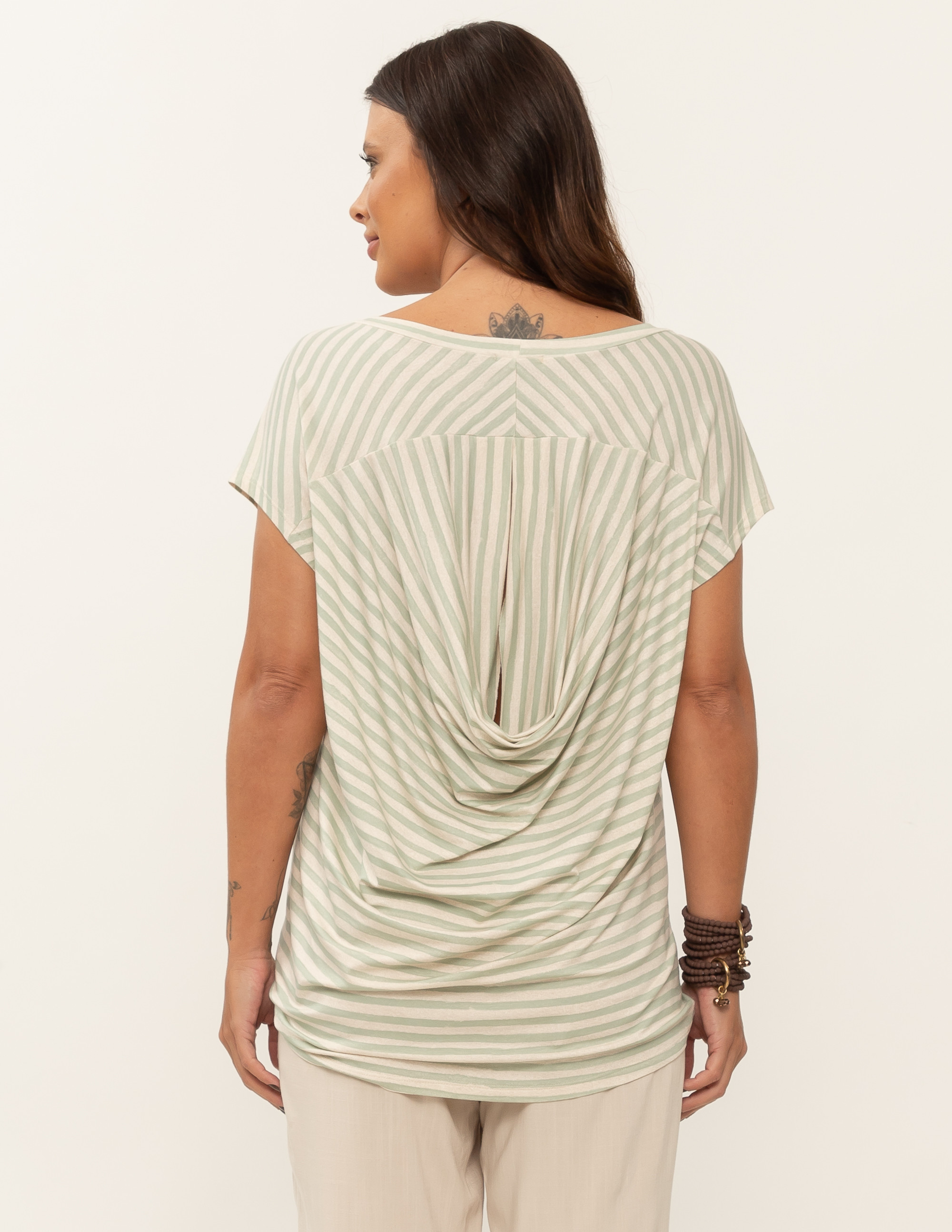 Blusa Drapeada Costa Listra Verde Fiji