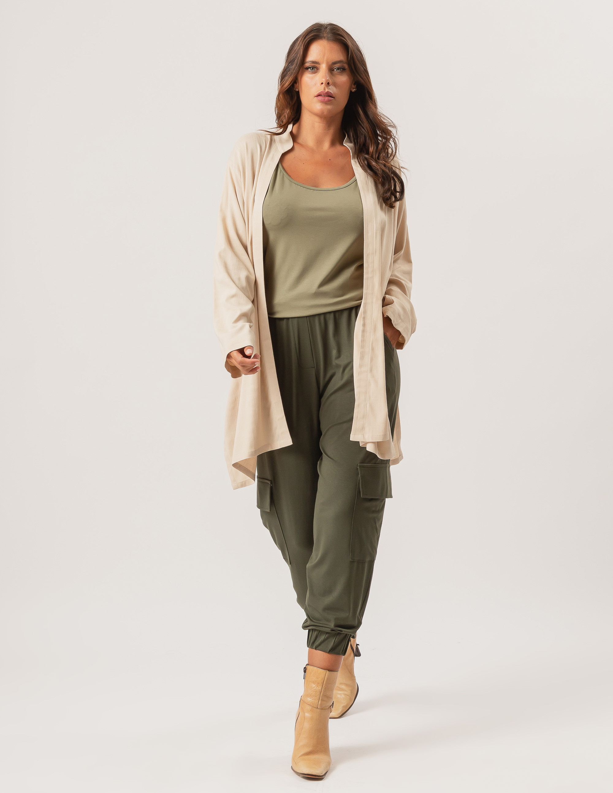 Cardigã Linho Transpasse Trigo