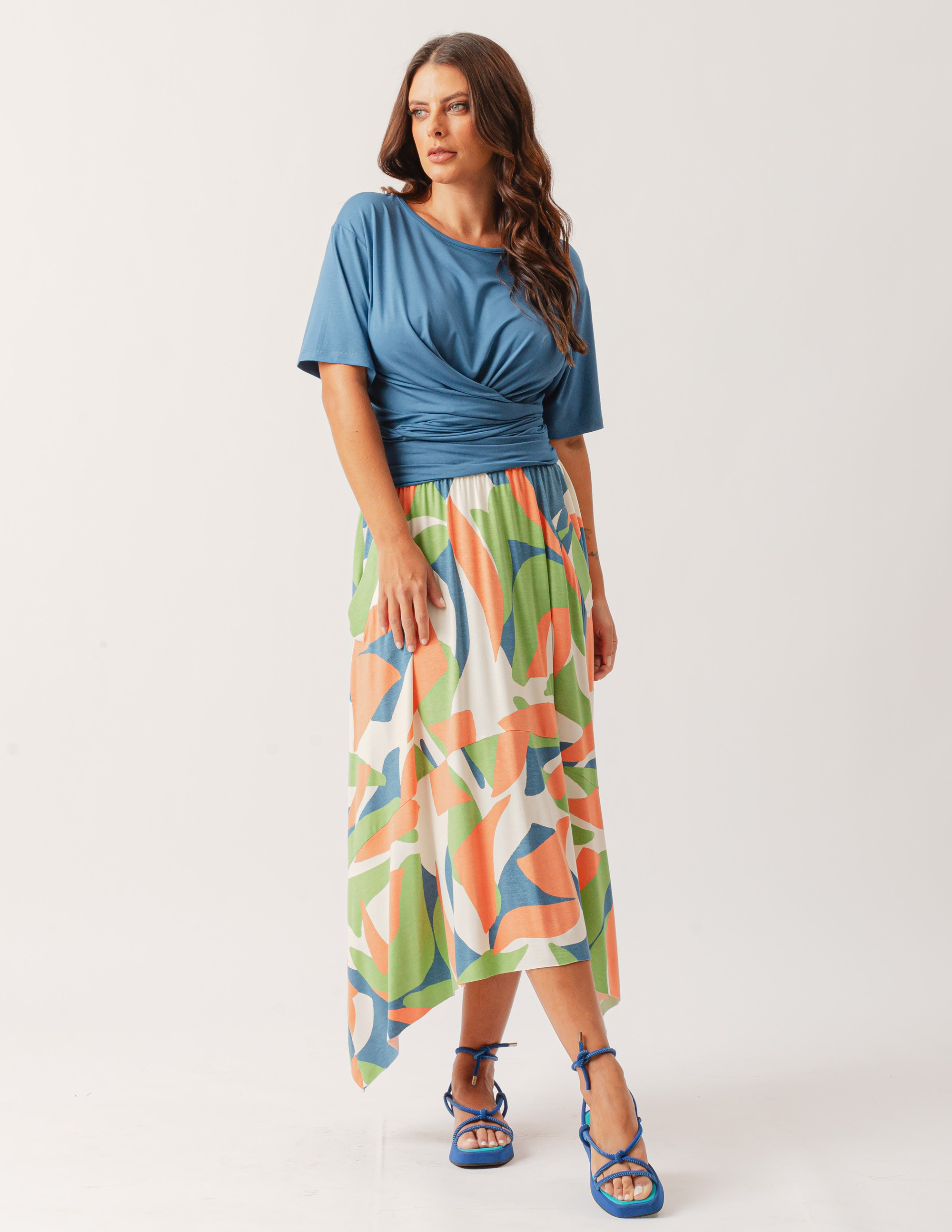 Blusa Nó Frente Azul Pacífico