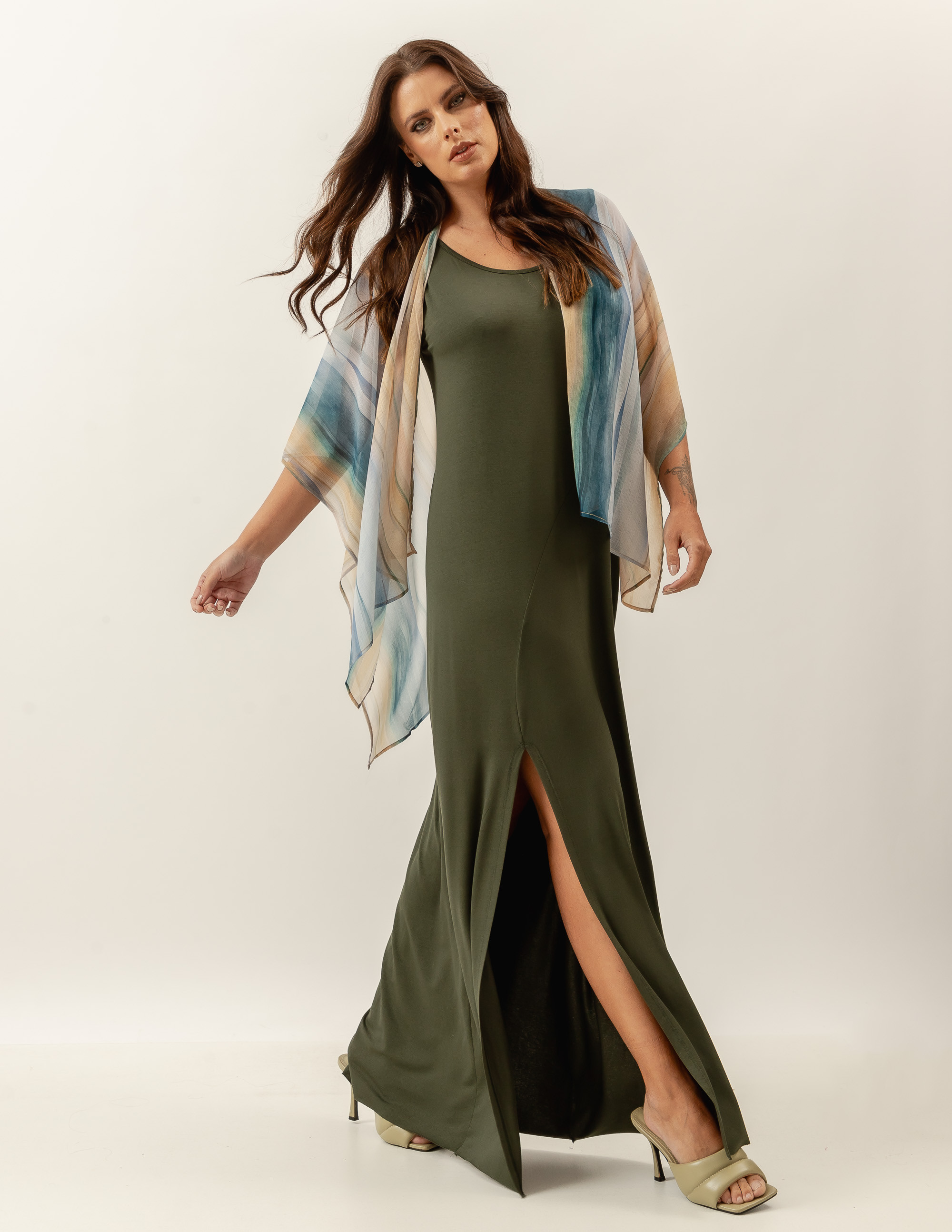 Echarpe Borboleta Estampa Ondas