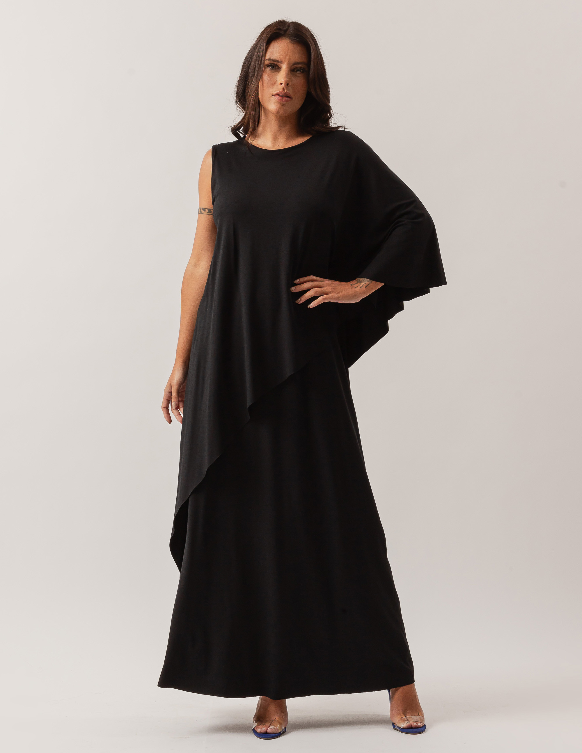 Vestido Longo Um Ombro Só Preto