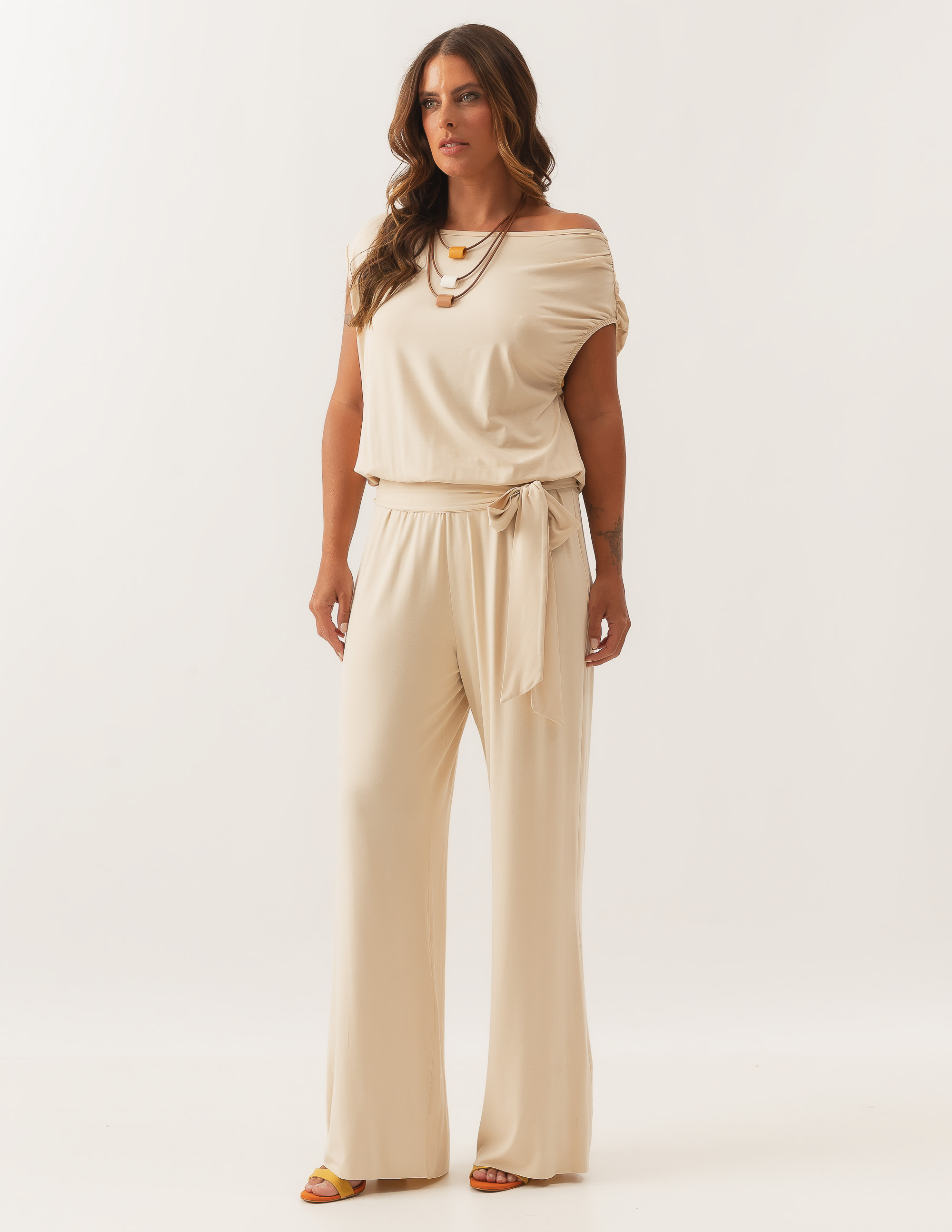 Macacão Malha Faixa Amarração Gelato