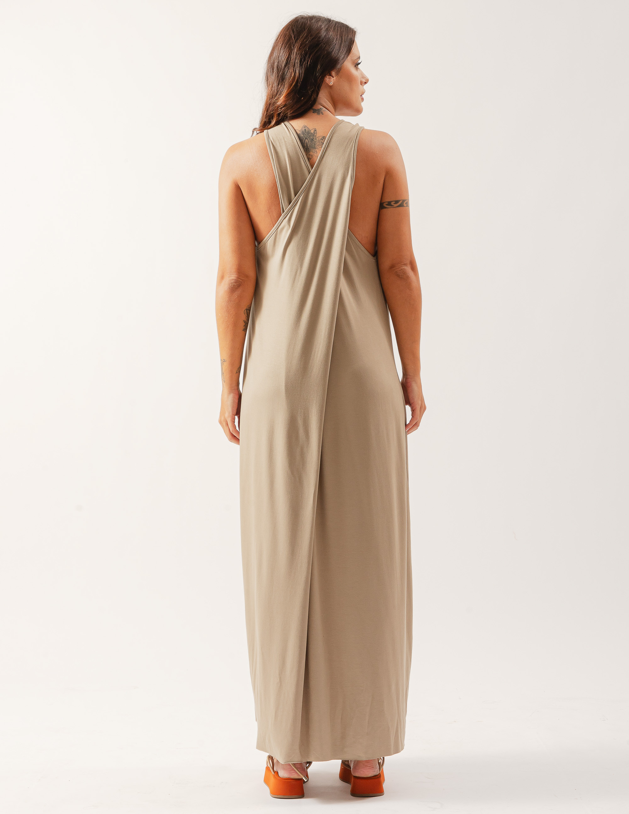 Vestido Decote Transpassado Cipó