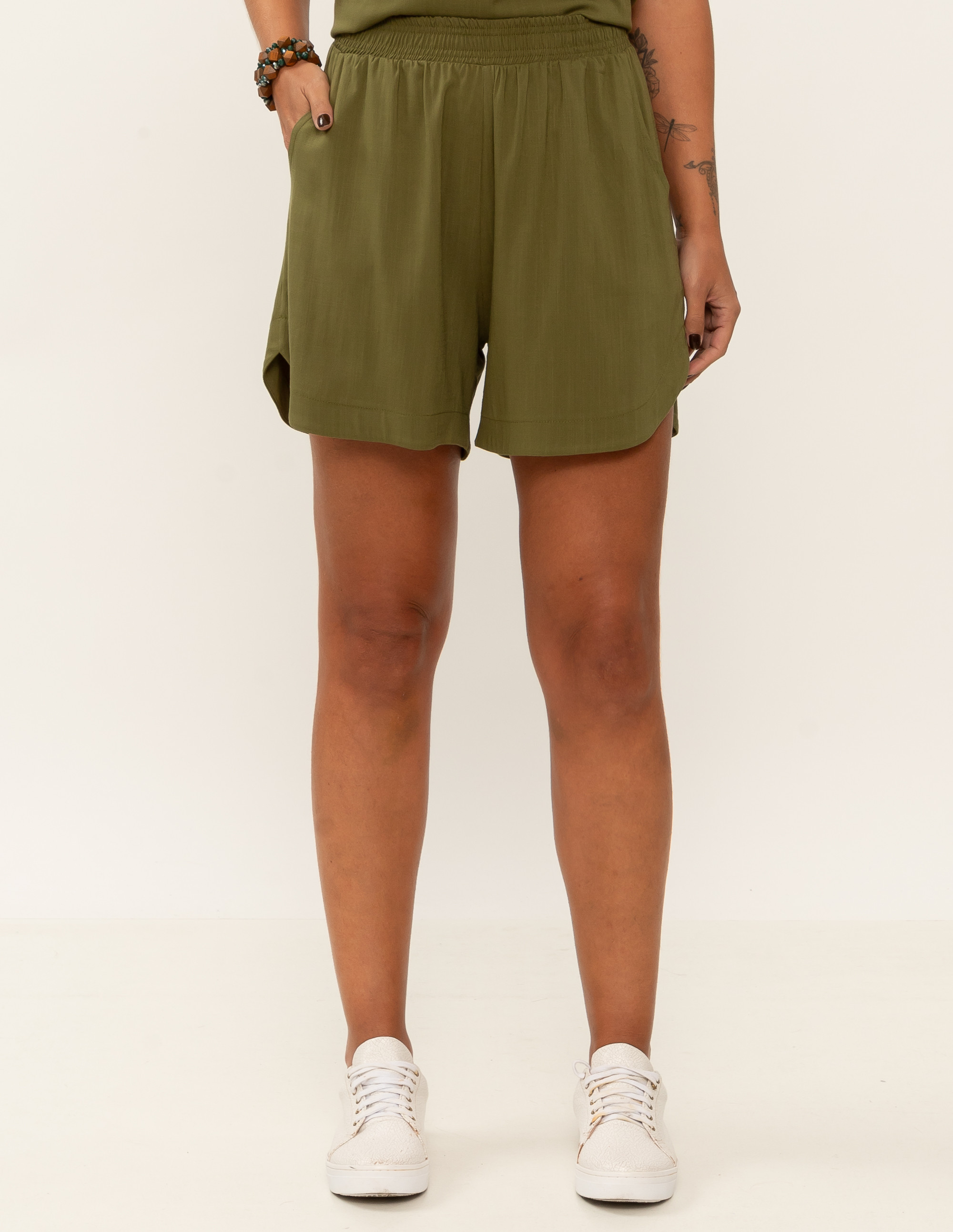 Short Esporte Linho Verde Selva