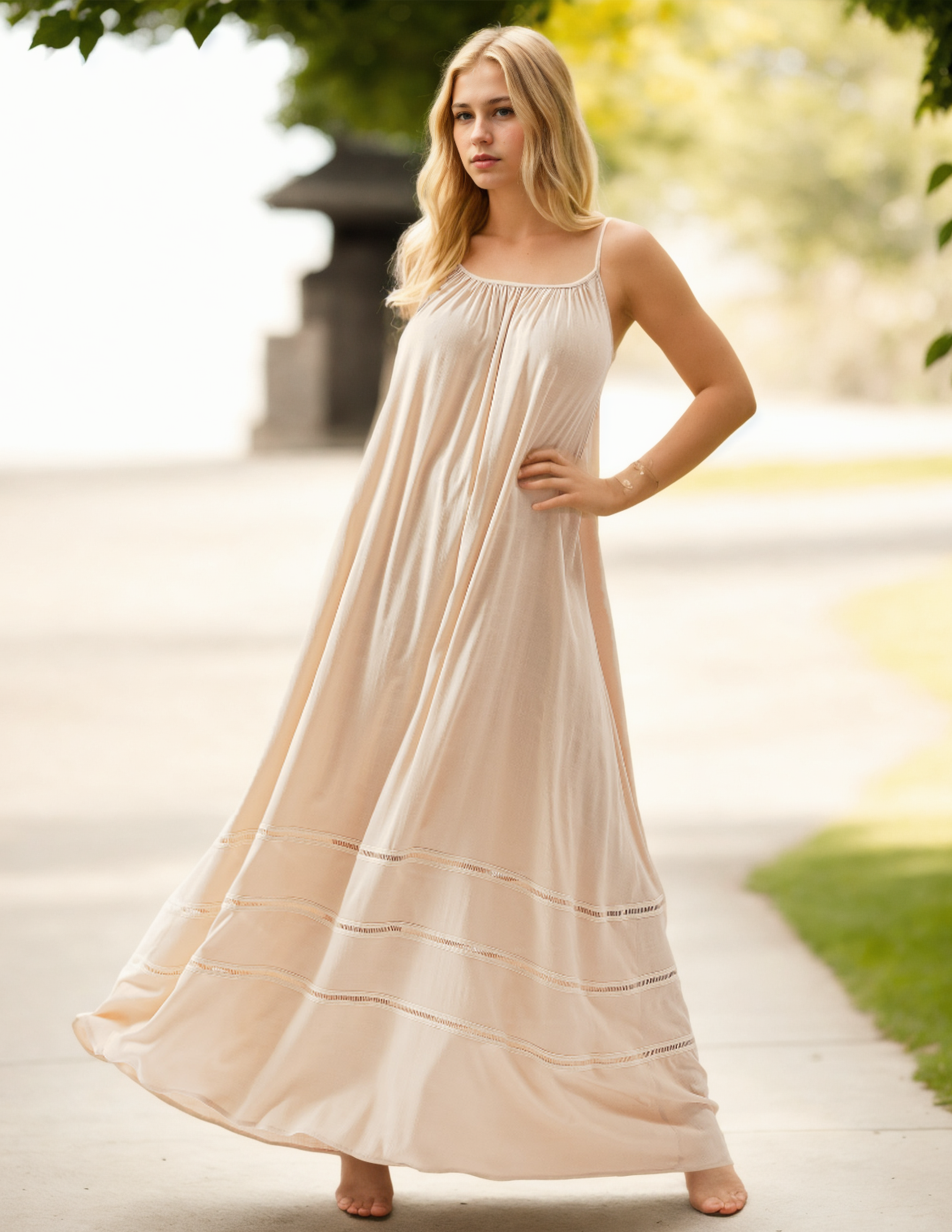 Vestido Trapézio Linho Trigo