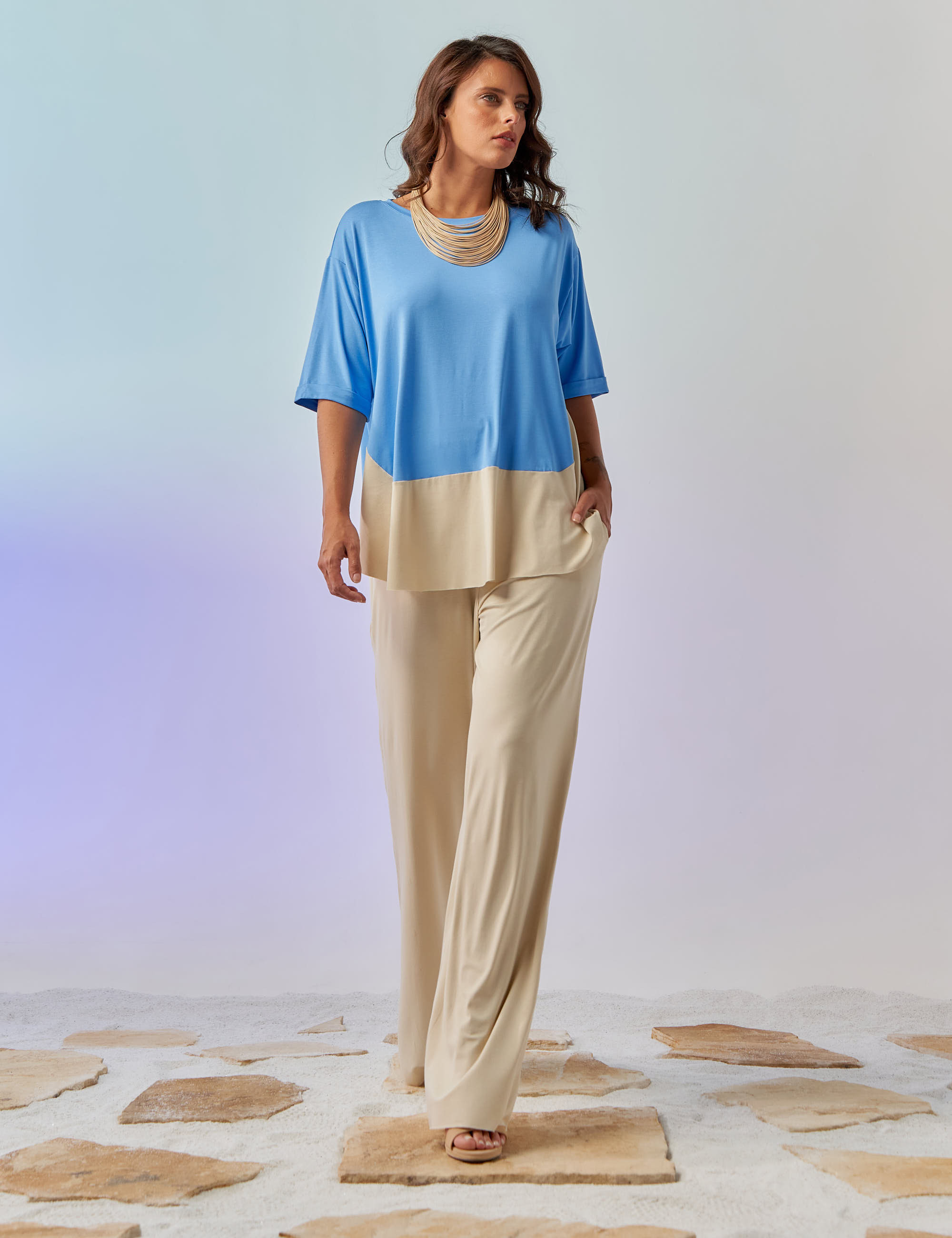 Conjunto Bicolor Reto Celeste