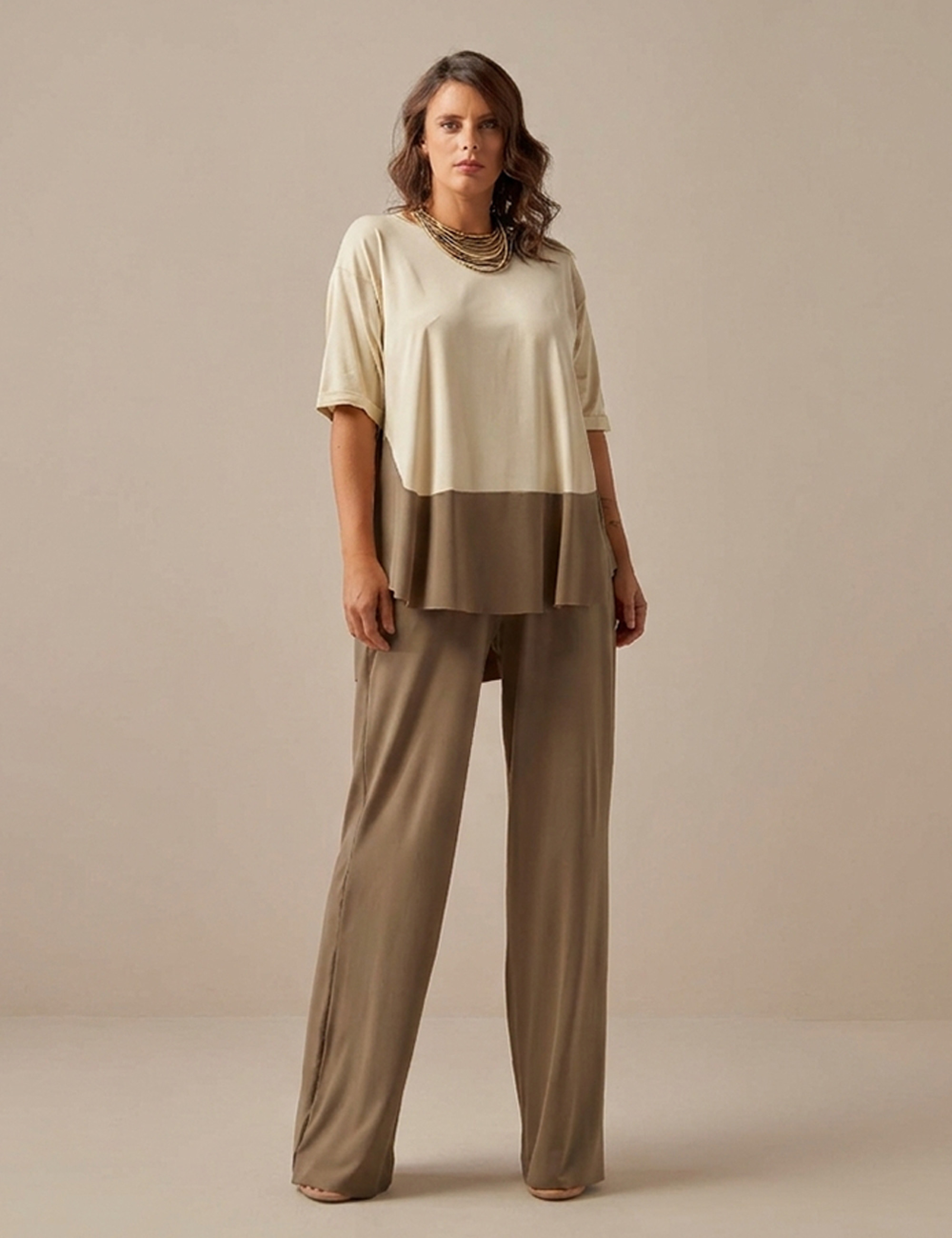 Conjunto Bicolor Reto Bege Ceramica