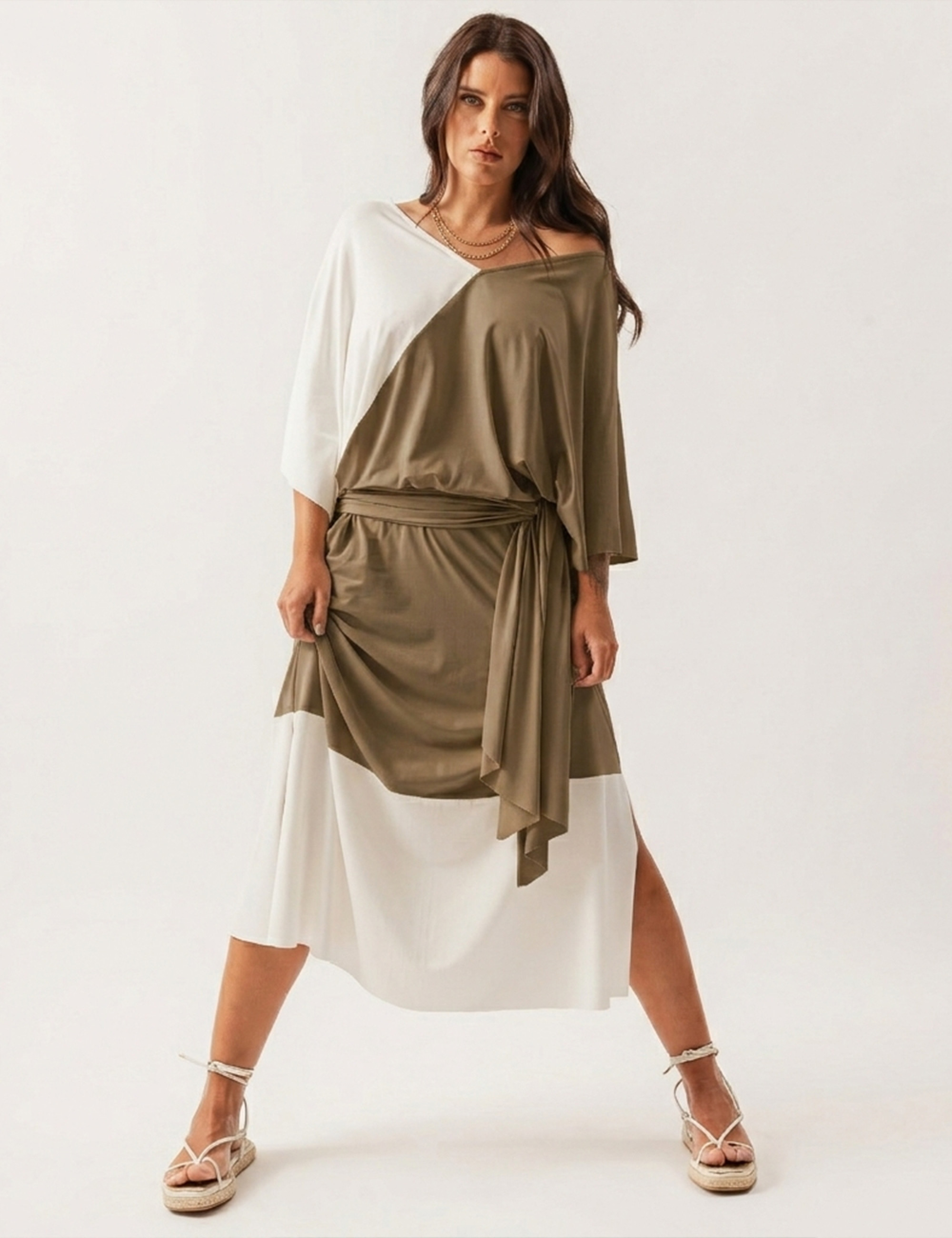 Conjunto Bicolor Amarração Bege Ceramica