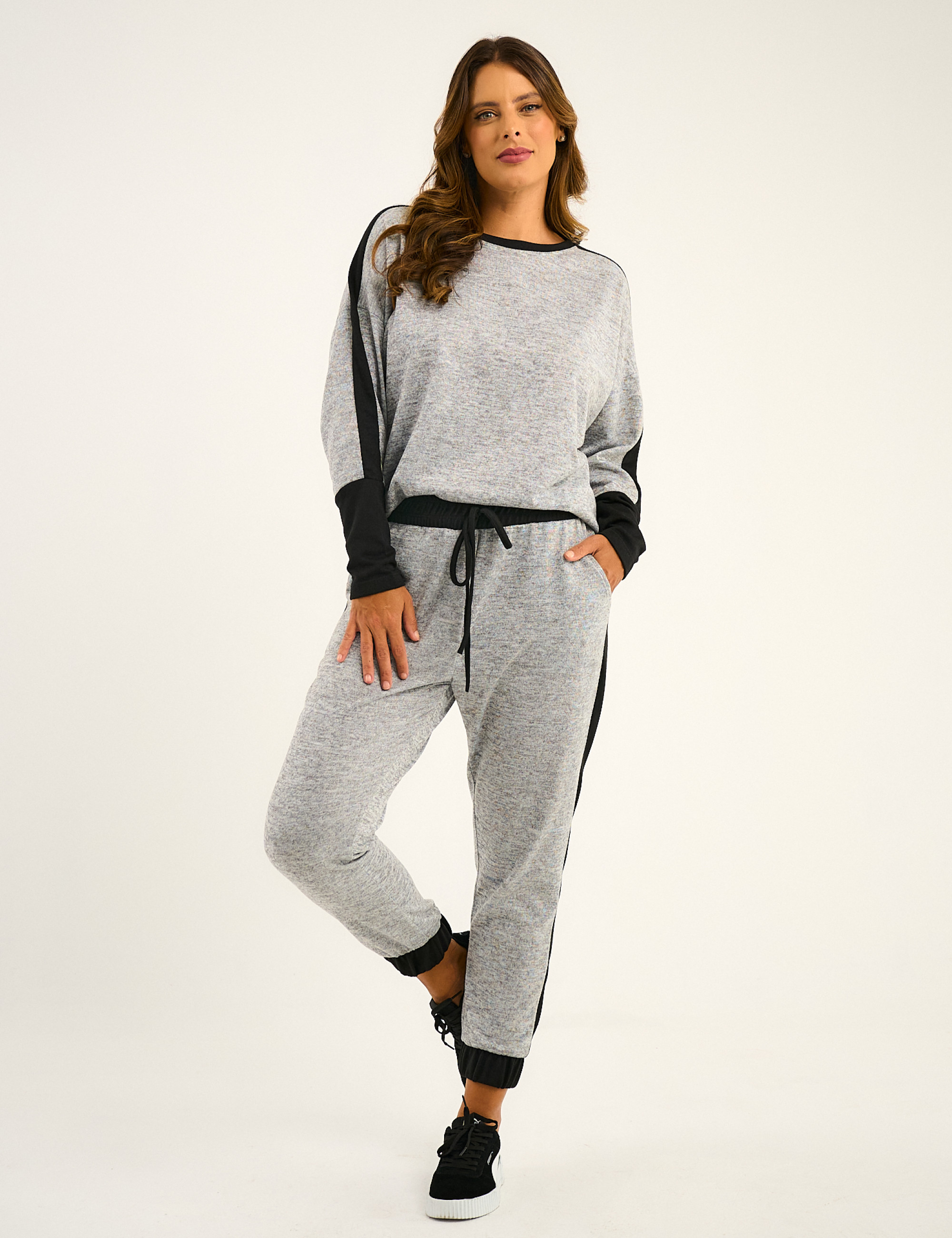 Conjunto Lãzinha Bicolor Cinza