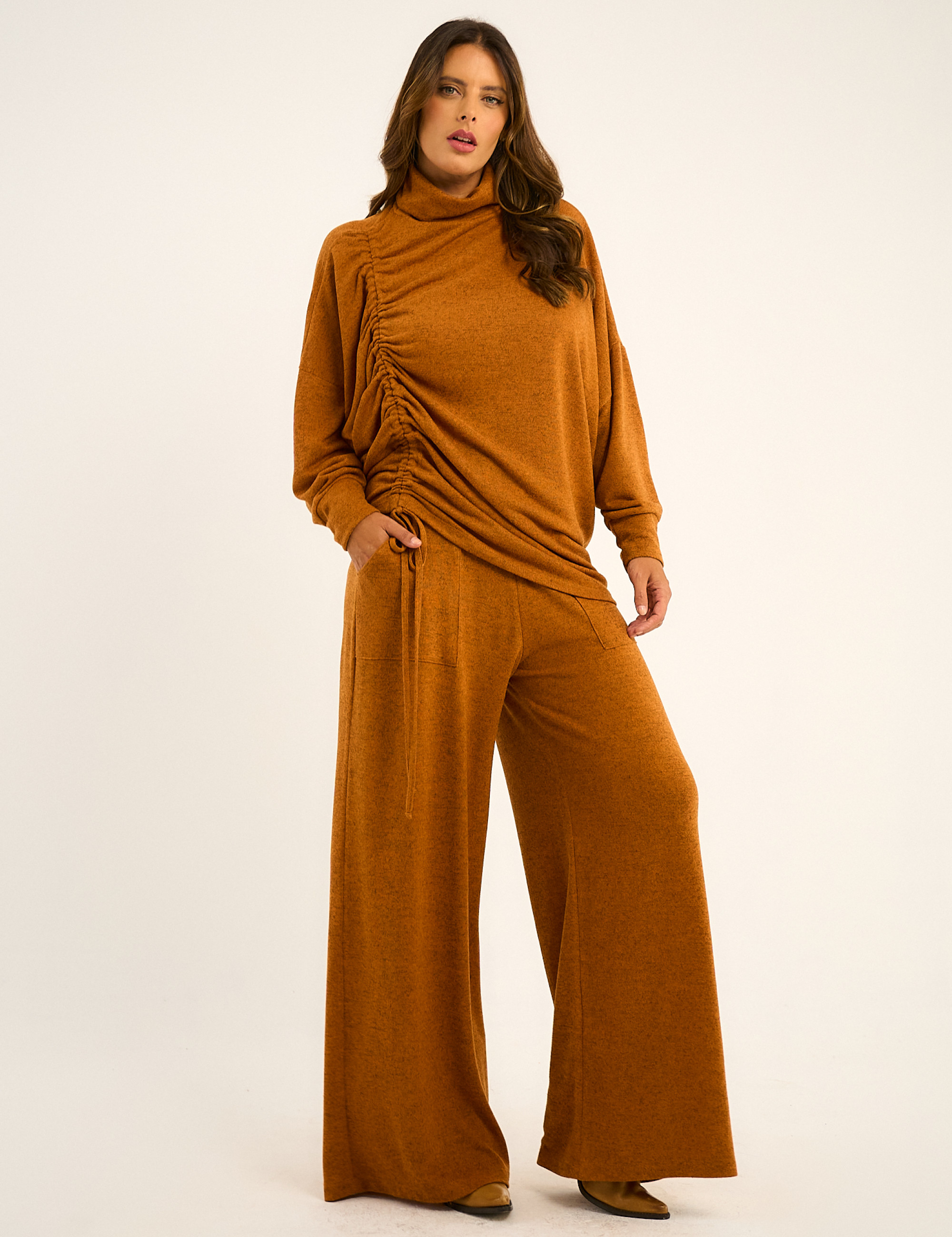 Conjunto Lã Classic Franzido Ferrugem