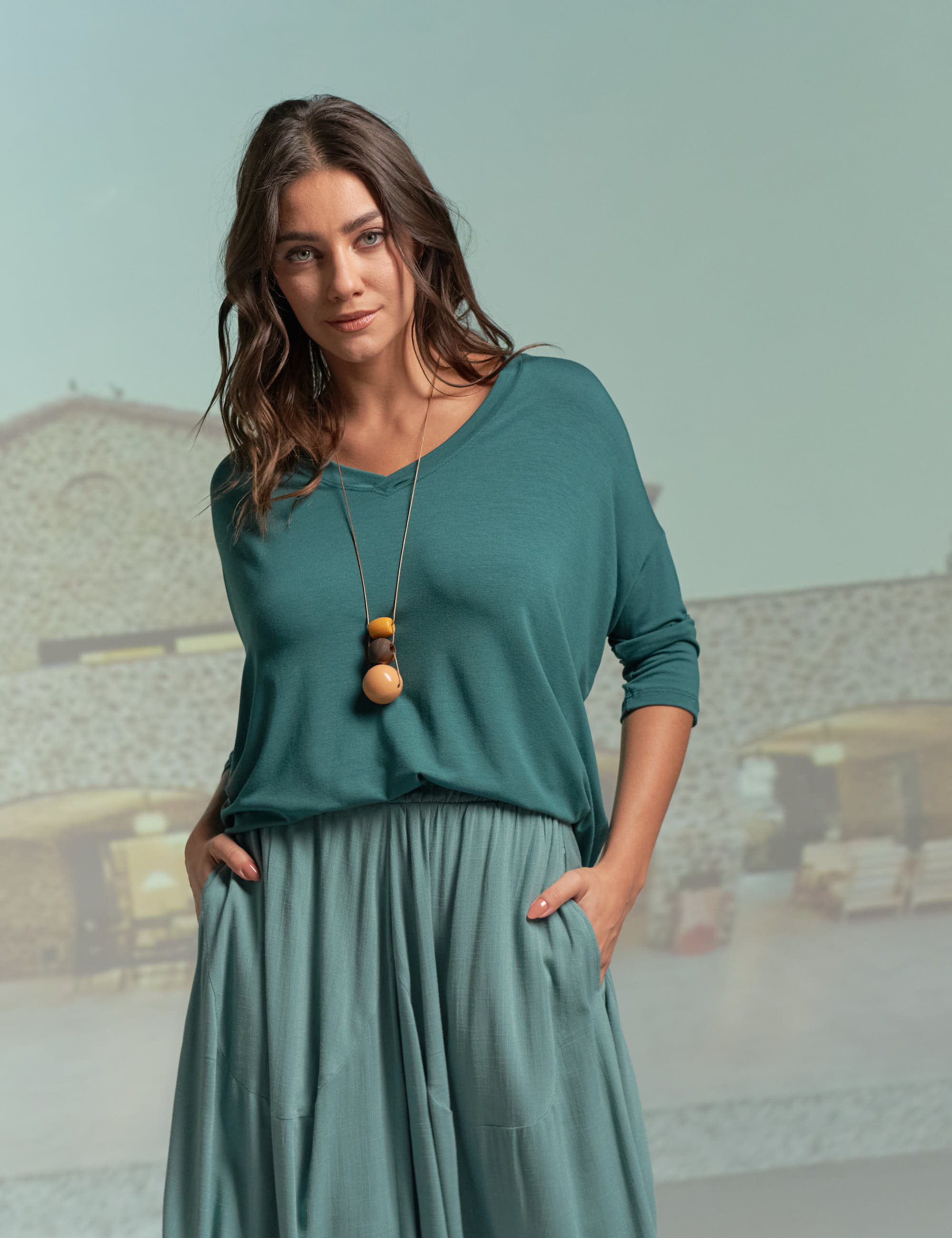 Blusa Morcego Gola V Manguezal