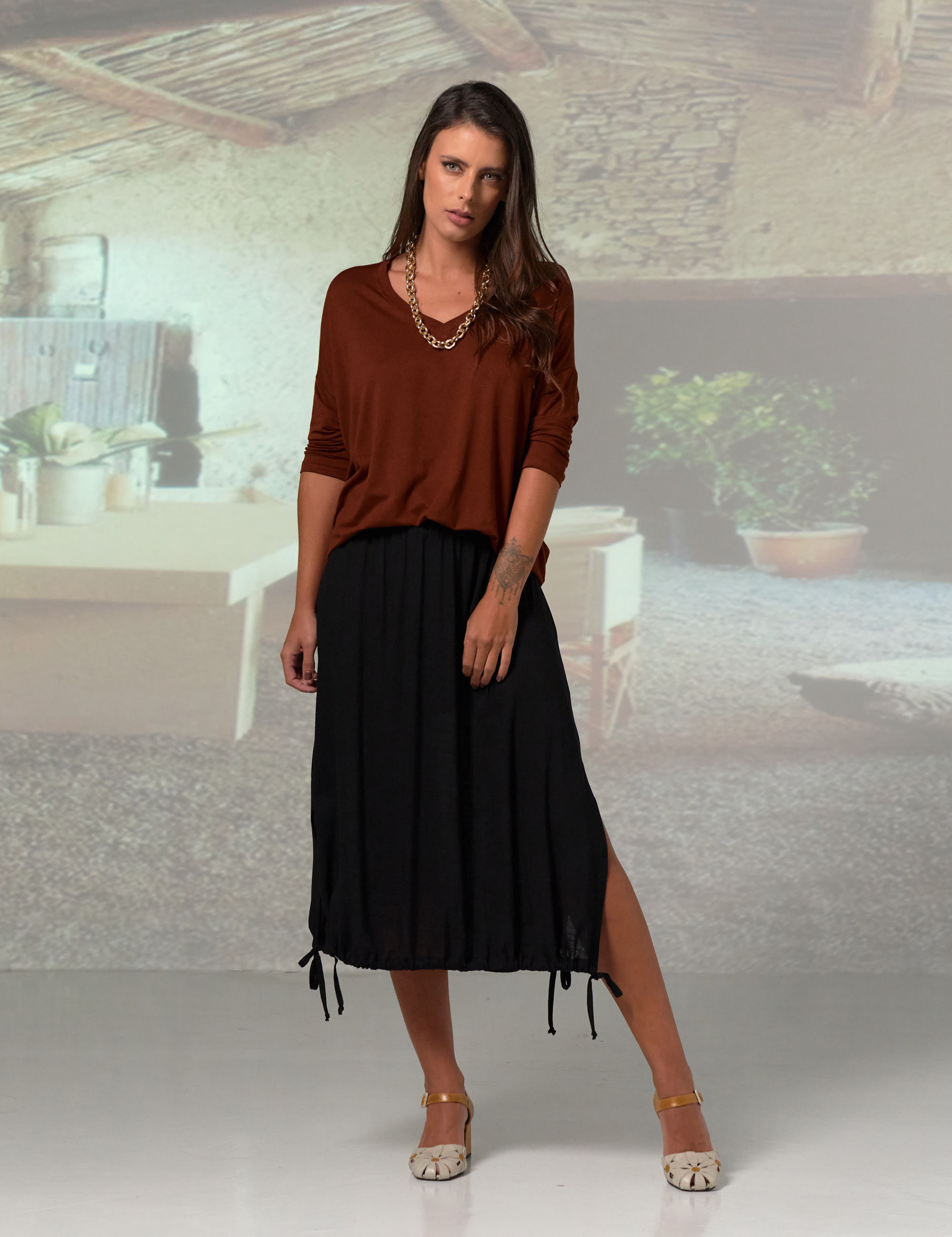 Blusa Morcego Gola V Barro