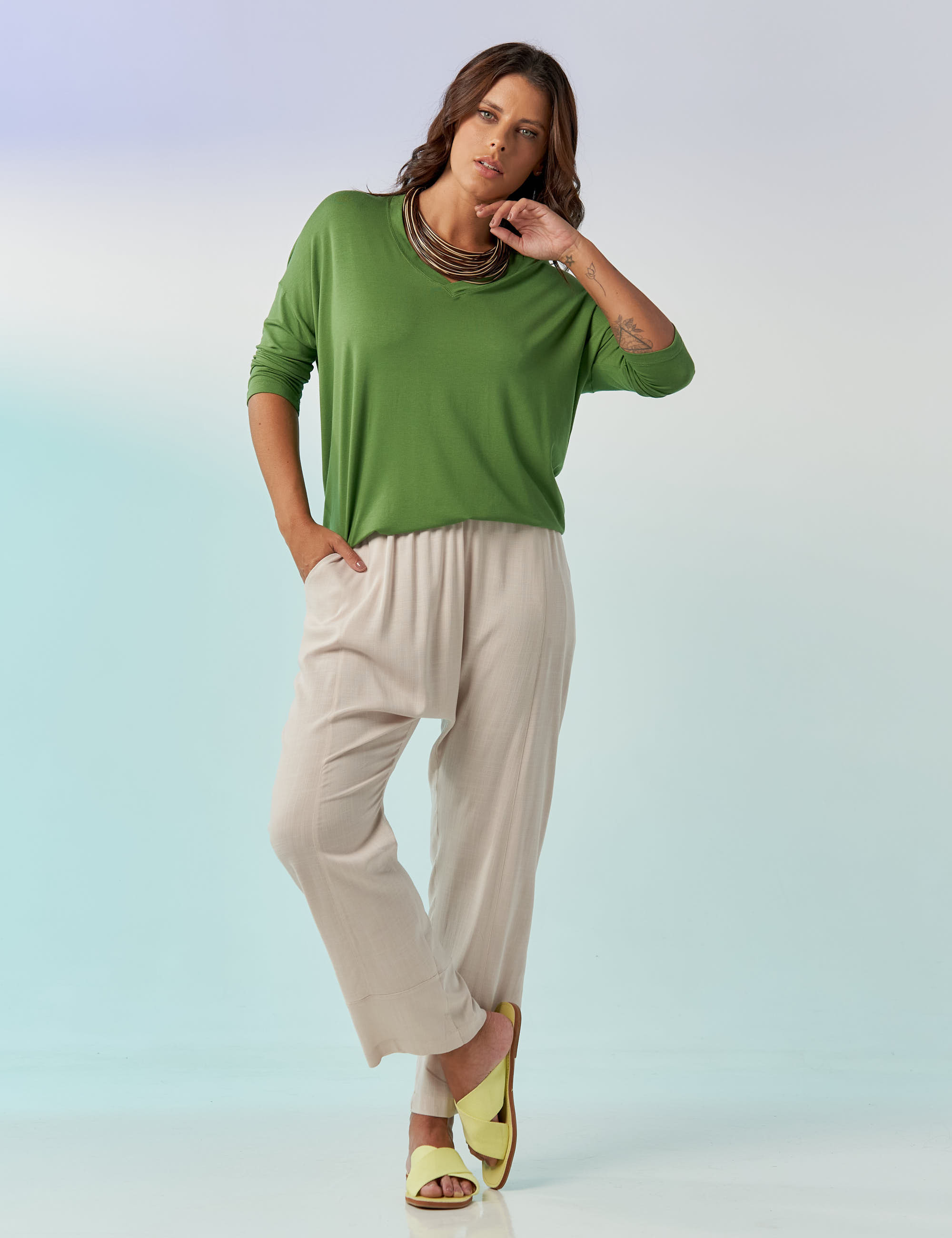 Blusa Morcego Gola V Alecrim