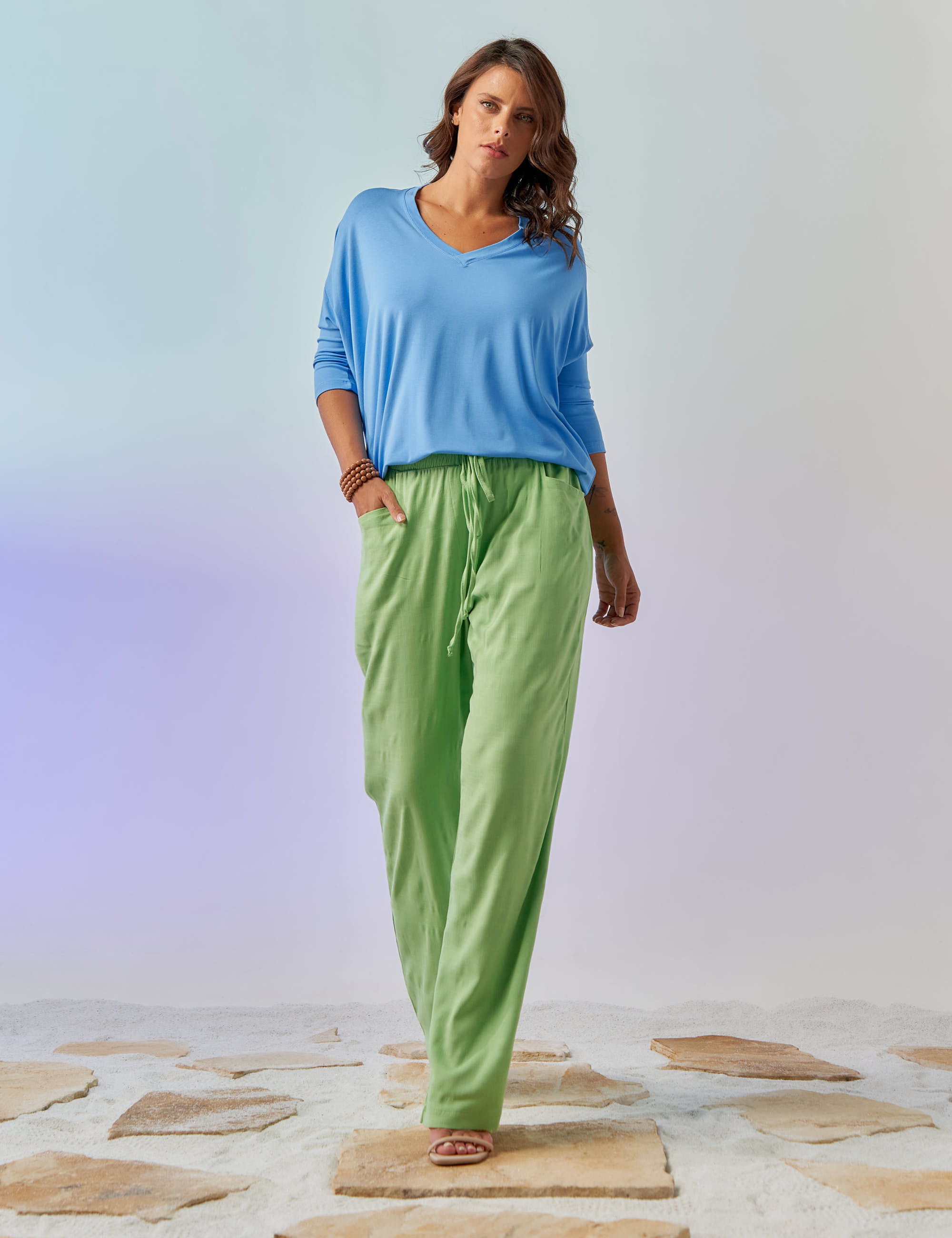 Blusa Gola V Celeste