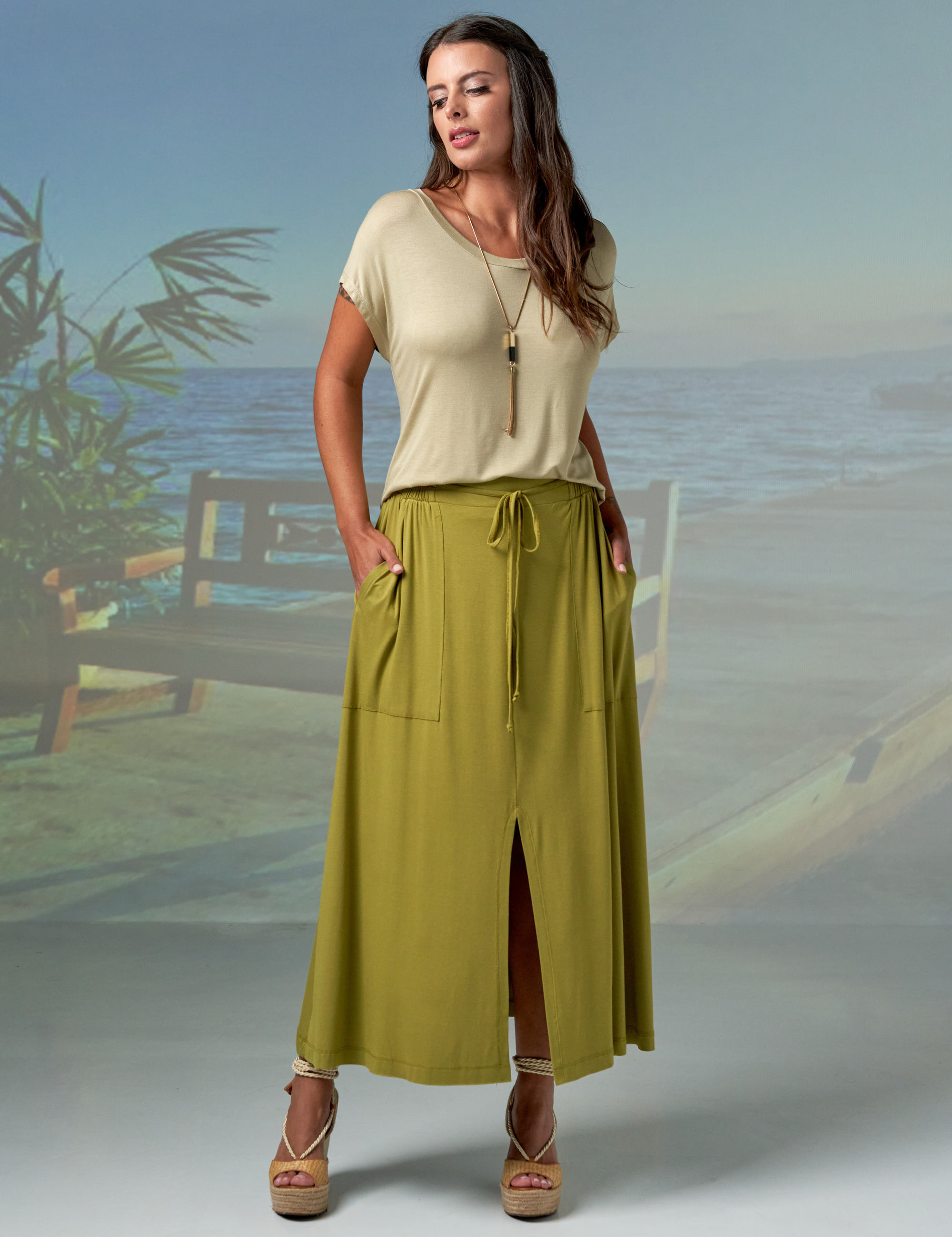 Saia Trapézio Maçã Verde