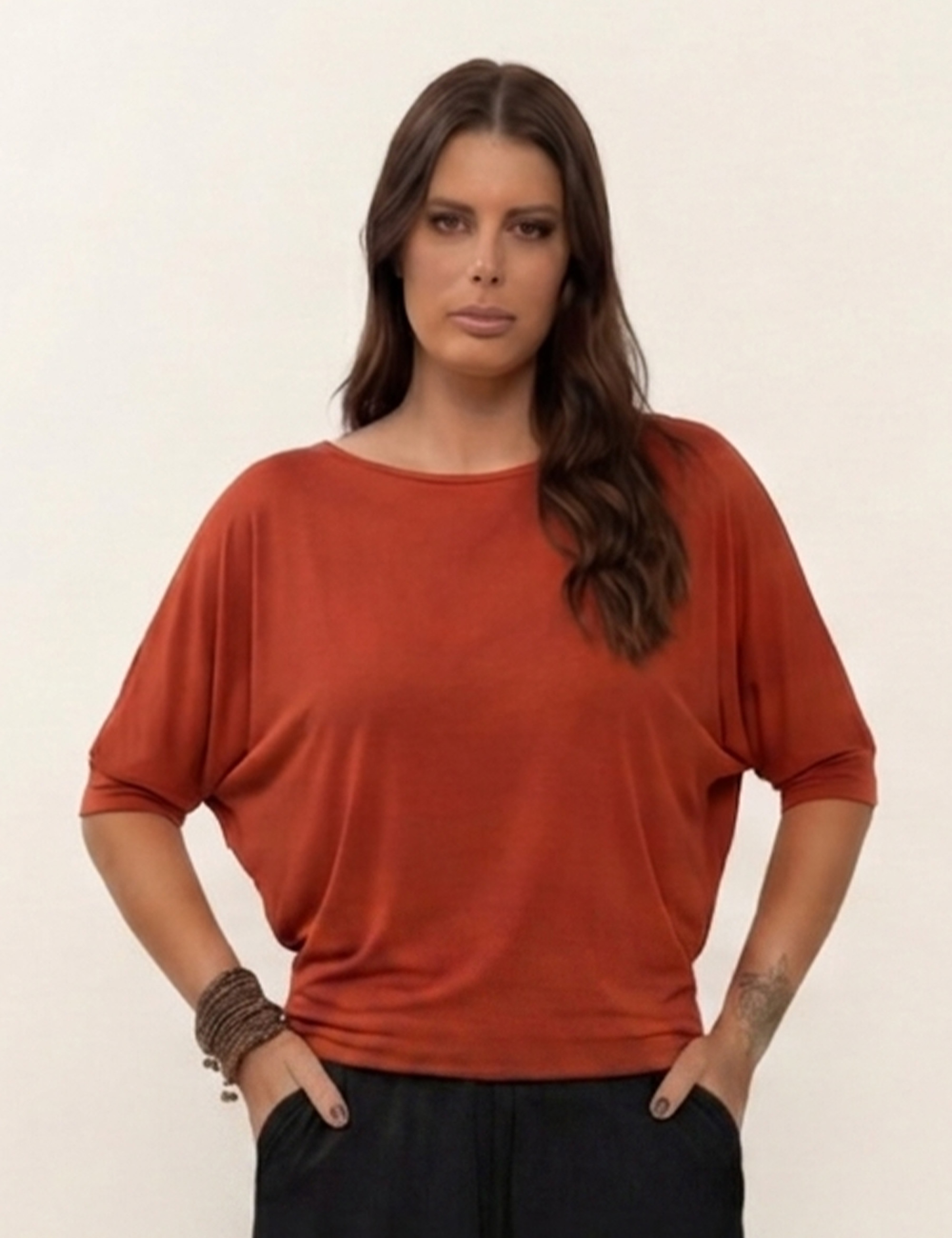 Blusa Quadrada Marrom Terracota