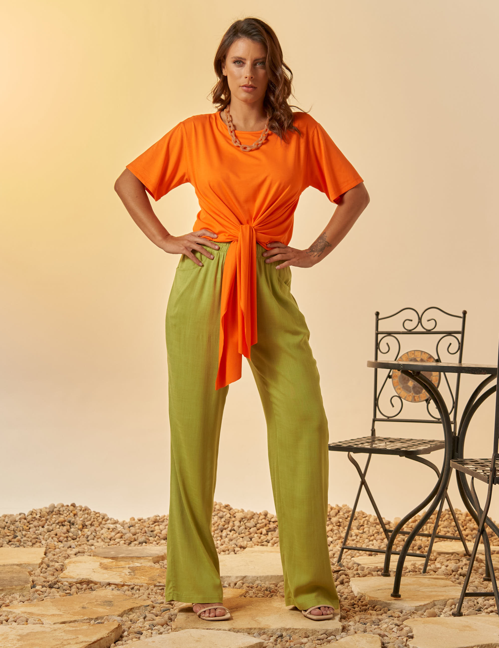 Blusa Nó Frente Tangerina