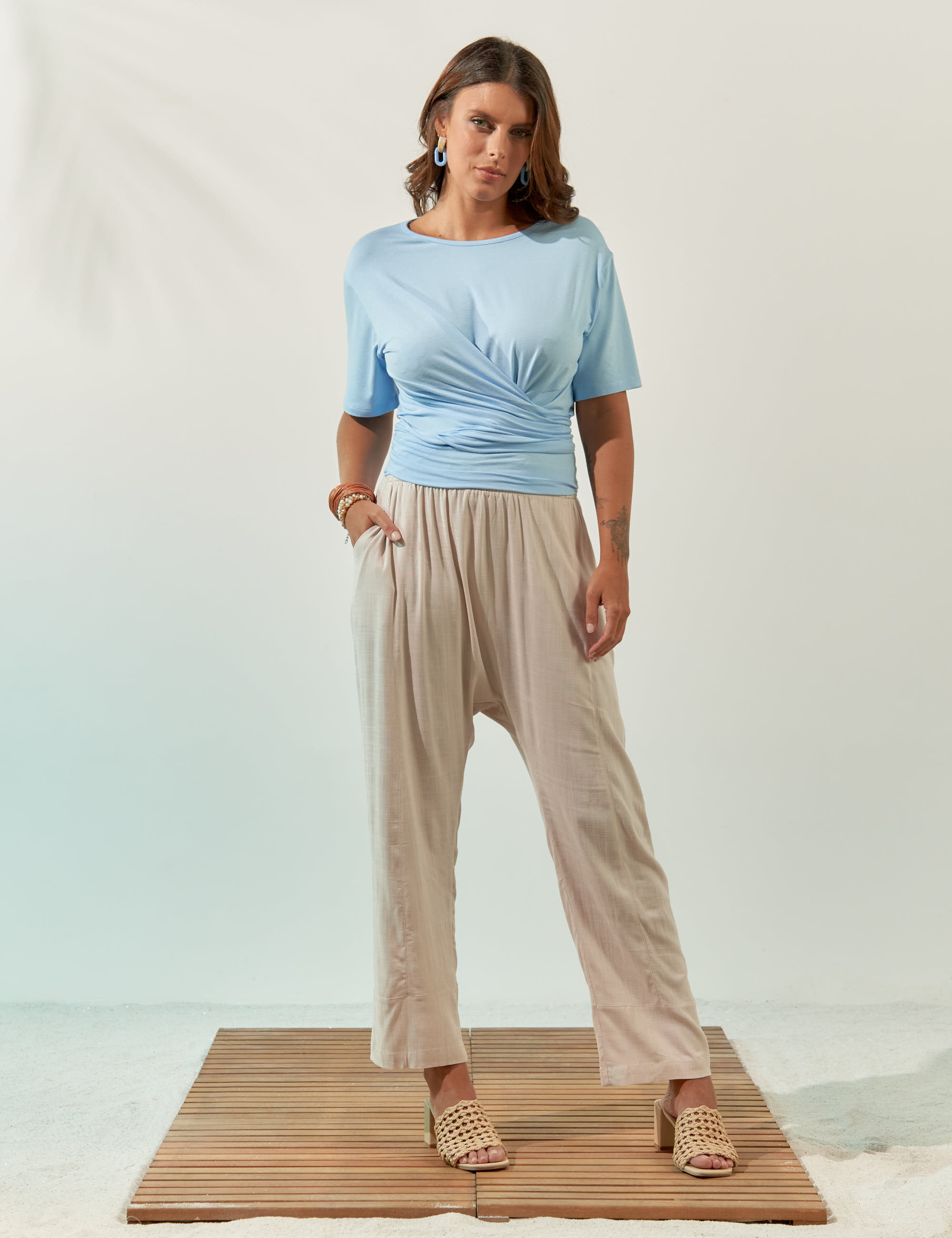 Blusa Nó Frente Azul Brisa