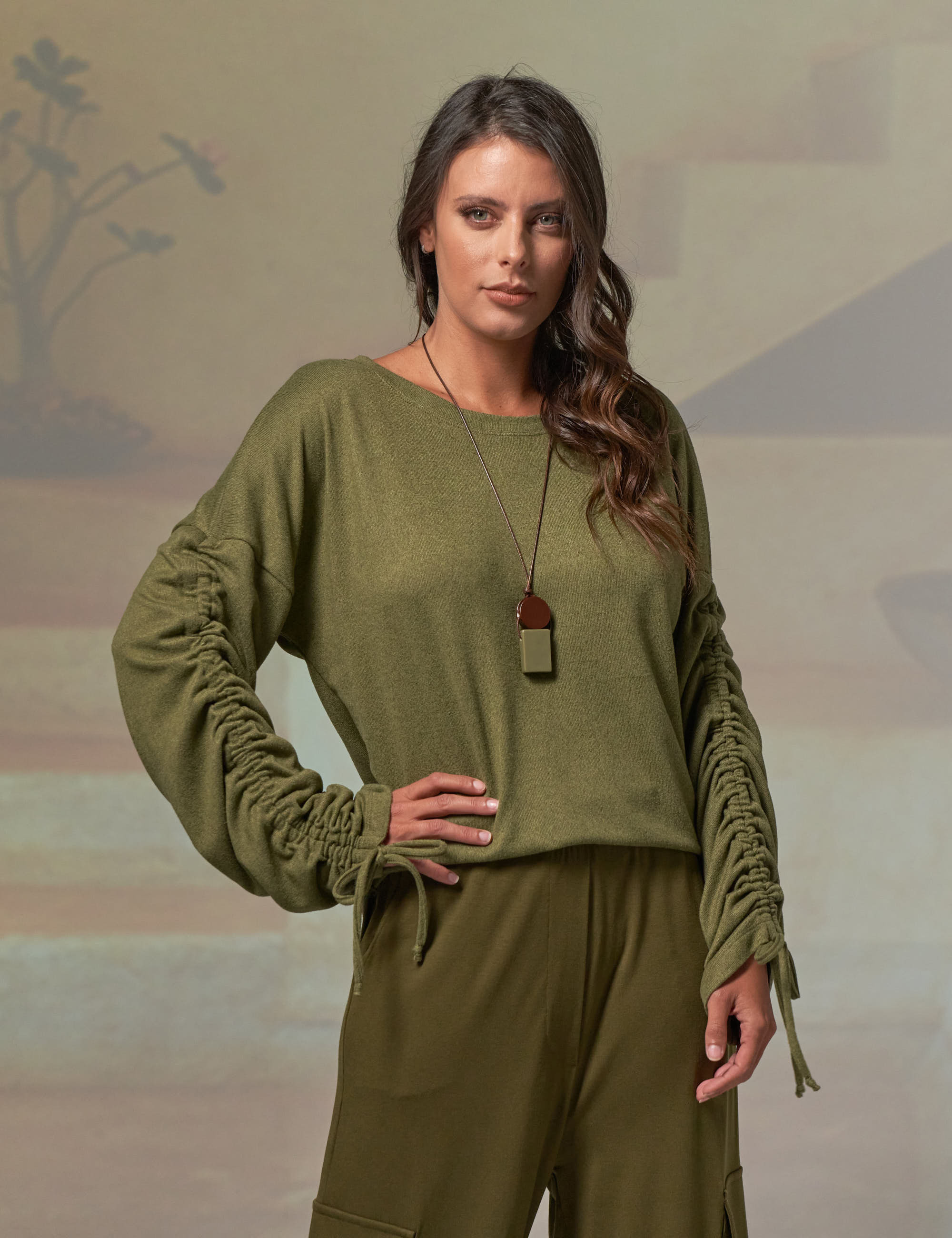 Blusa Lã Manga Franzida Carnaúba