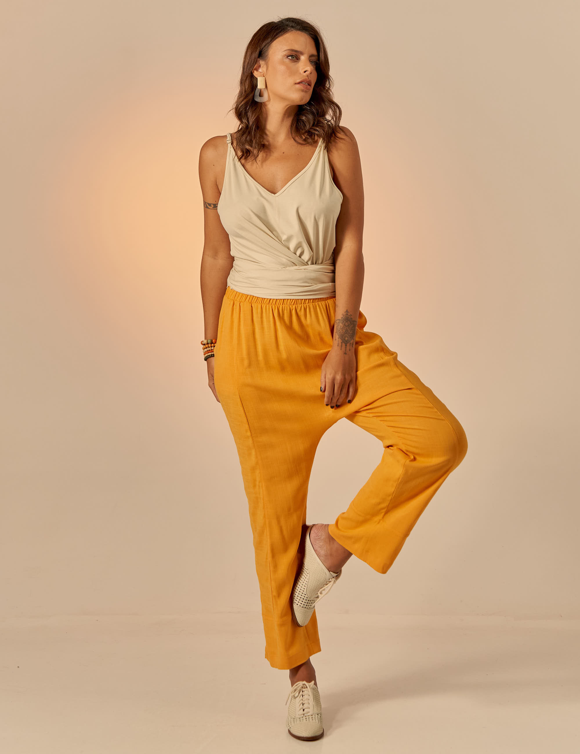 Calça Saruel Linho Papaya