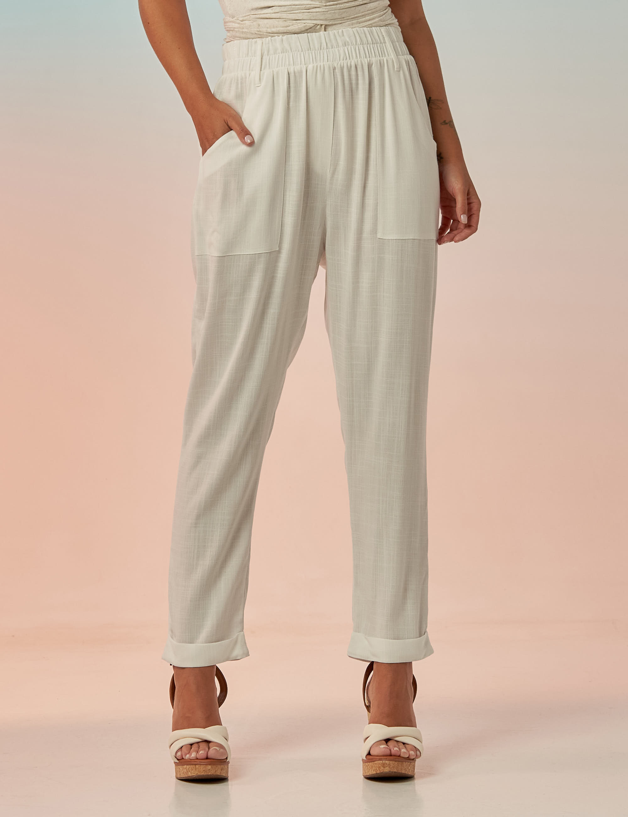 Calça Clássica Linho Off