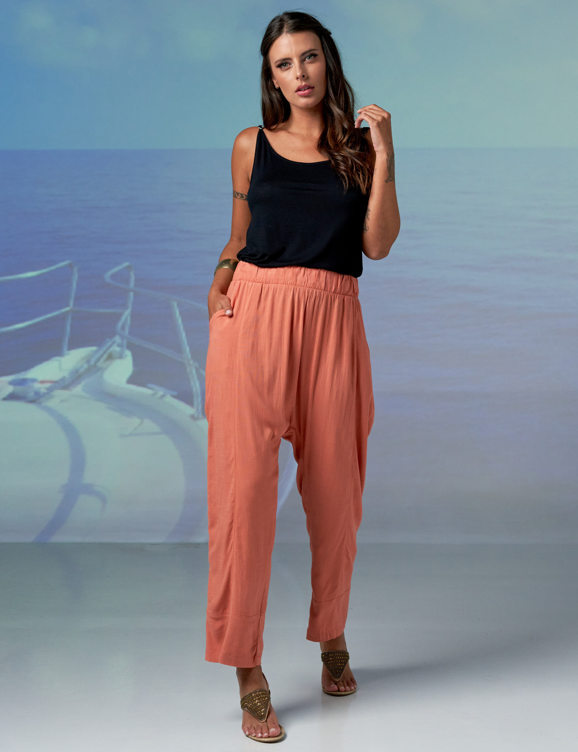 Calça Saruel Linho Goiaba