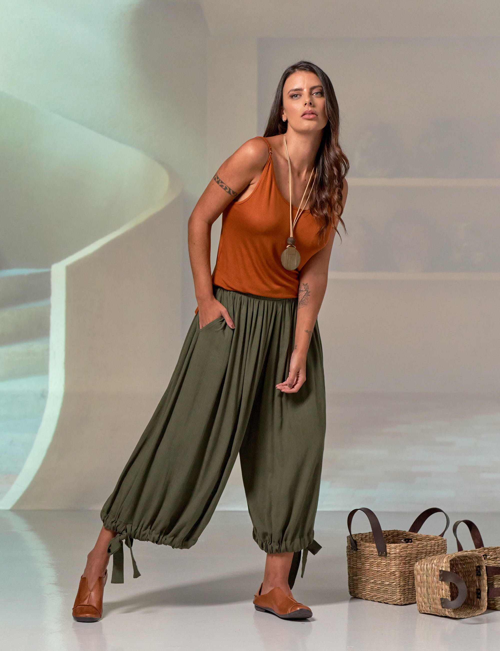 Calça Pantacourt Laço Carnaúba