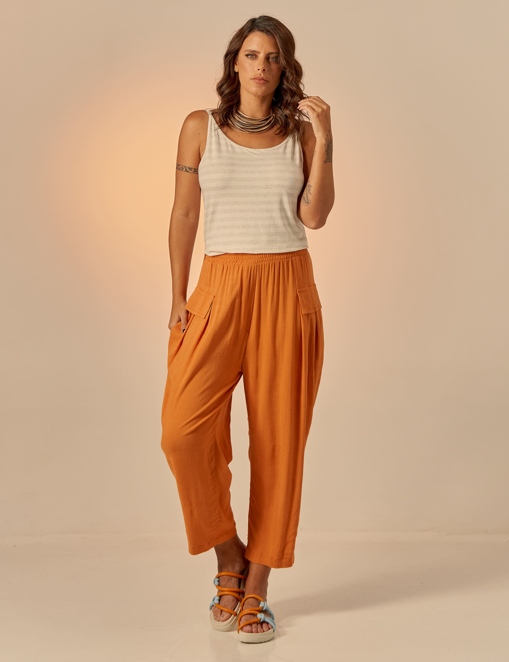 Calça Gramado Linho Cúrcuma