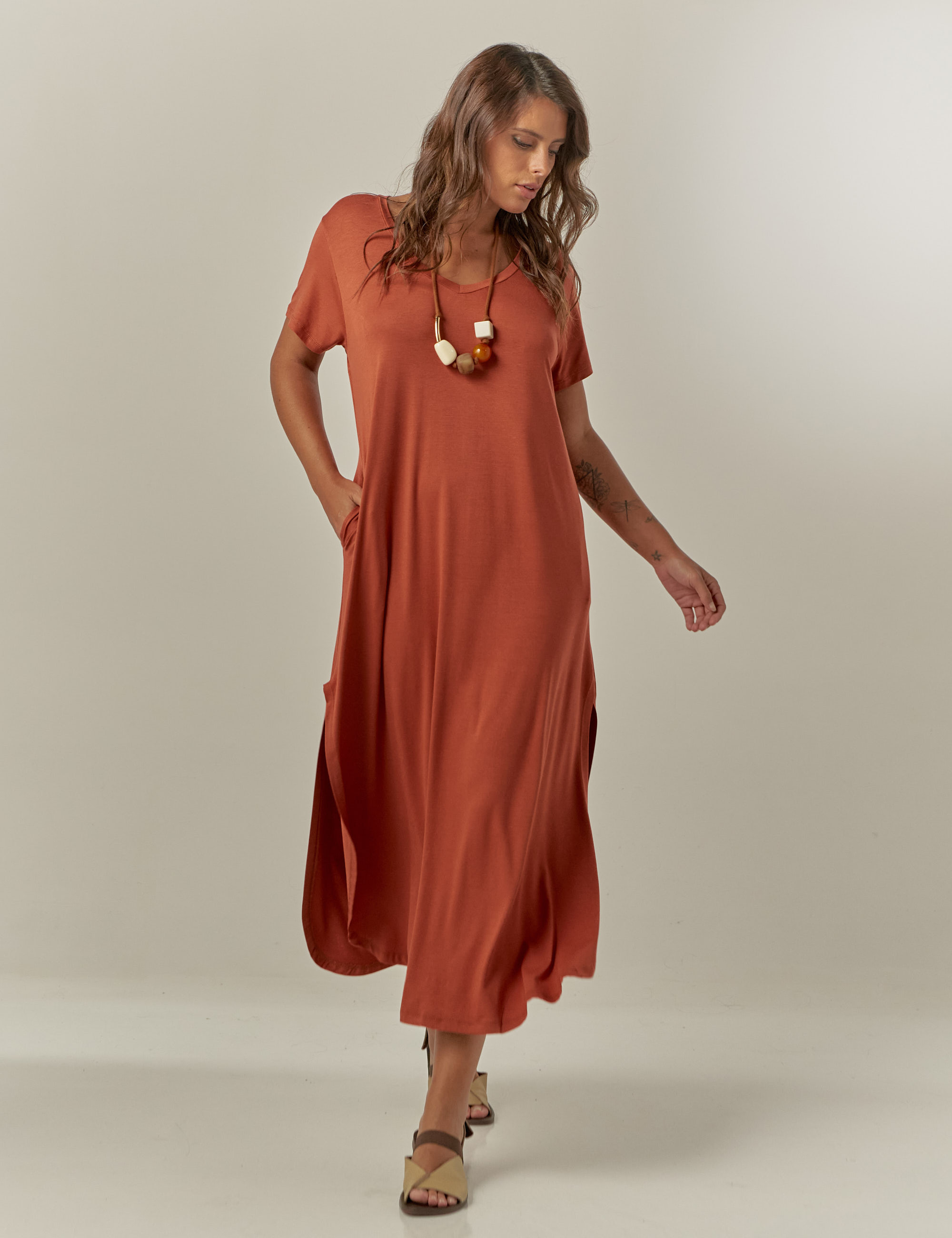 Vestido Camisetão Terracota