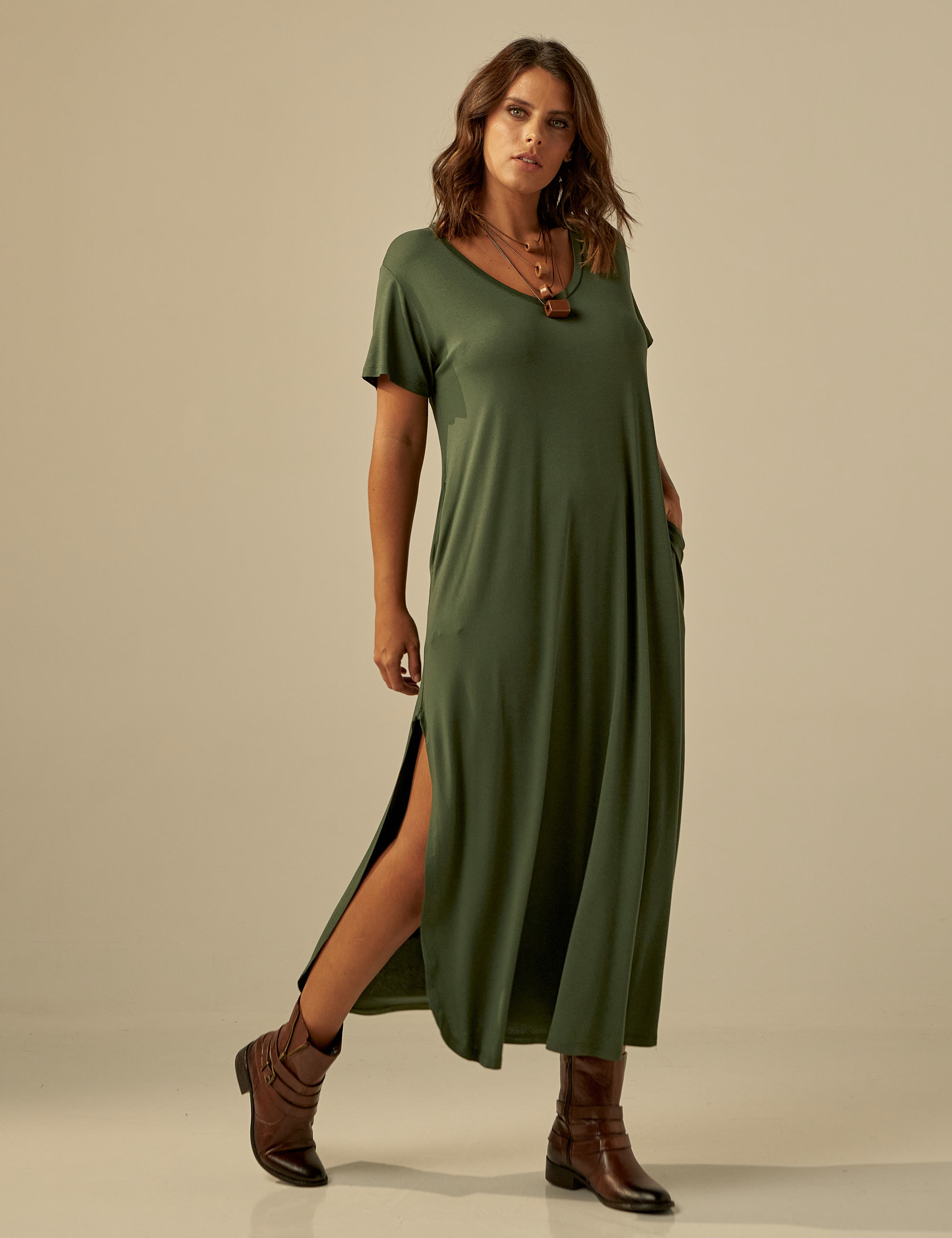 Vestido Camisetão Musgo