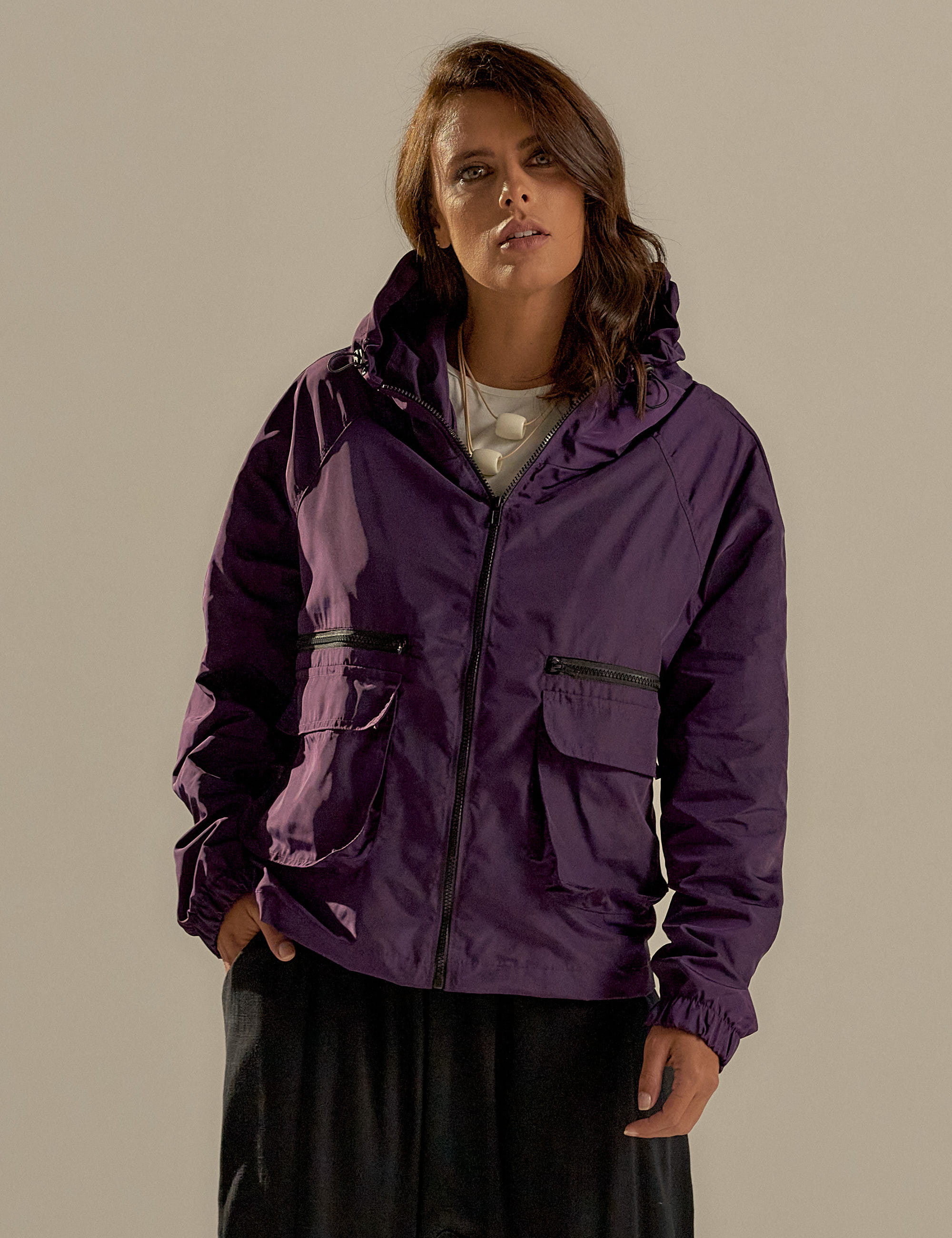 Jaqueta Cropped Nylon Merlot