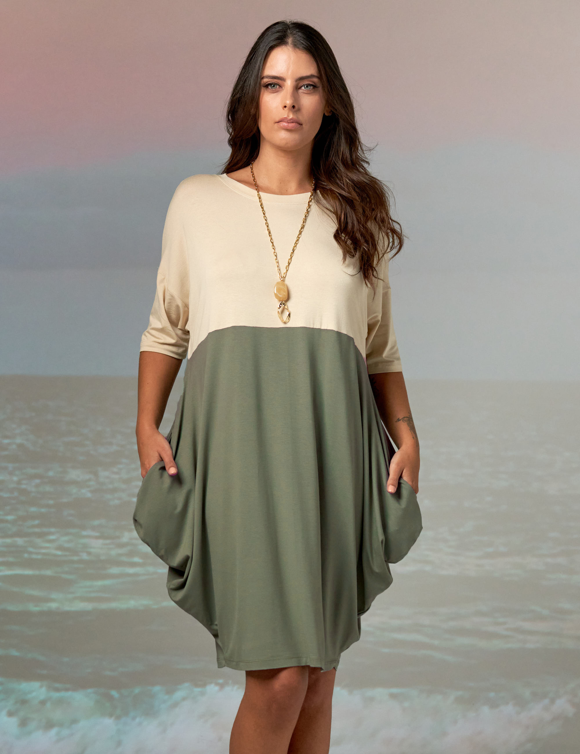 Vestido Saruel Bicolor Graviola