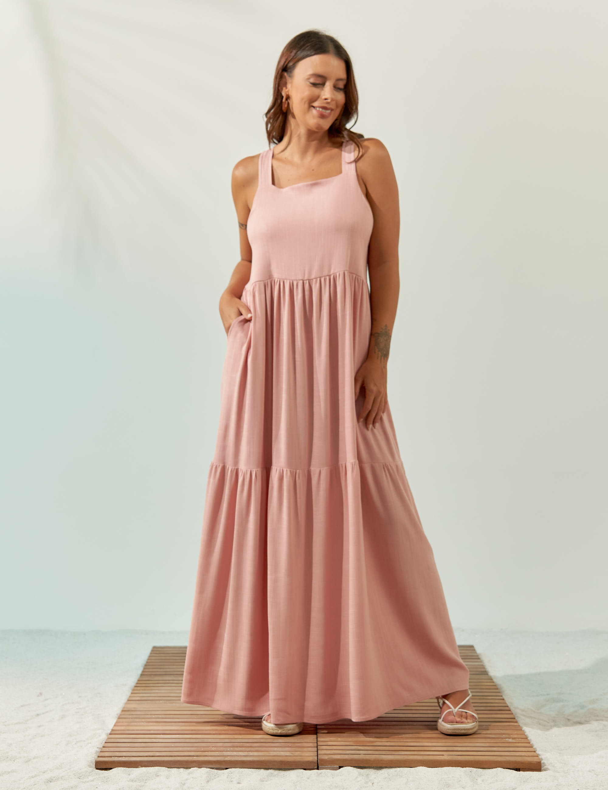 Vestido Rodado Rosa Blush