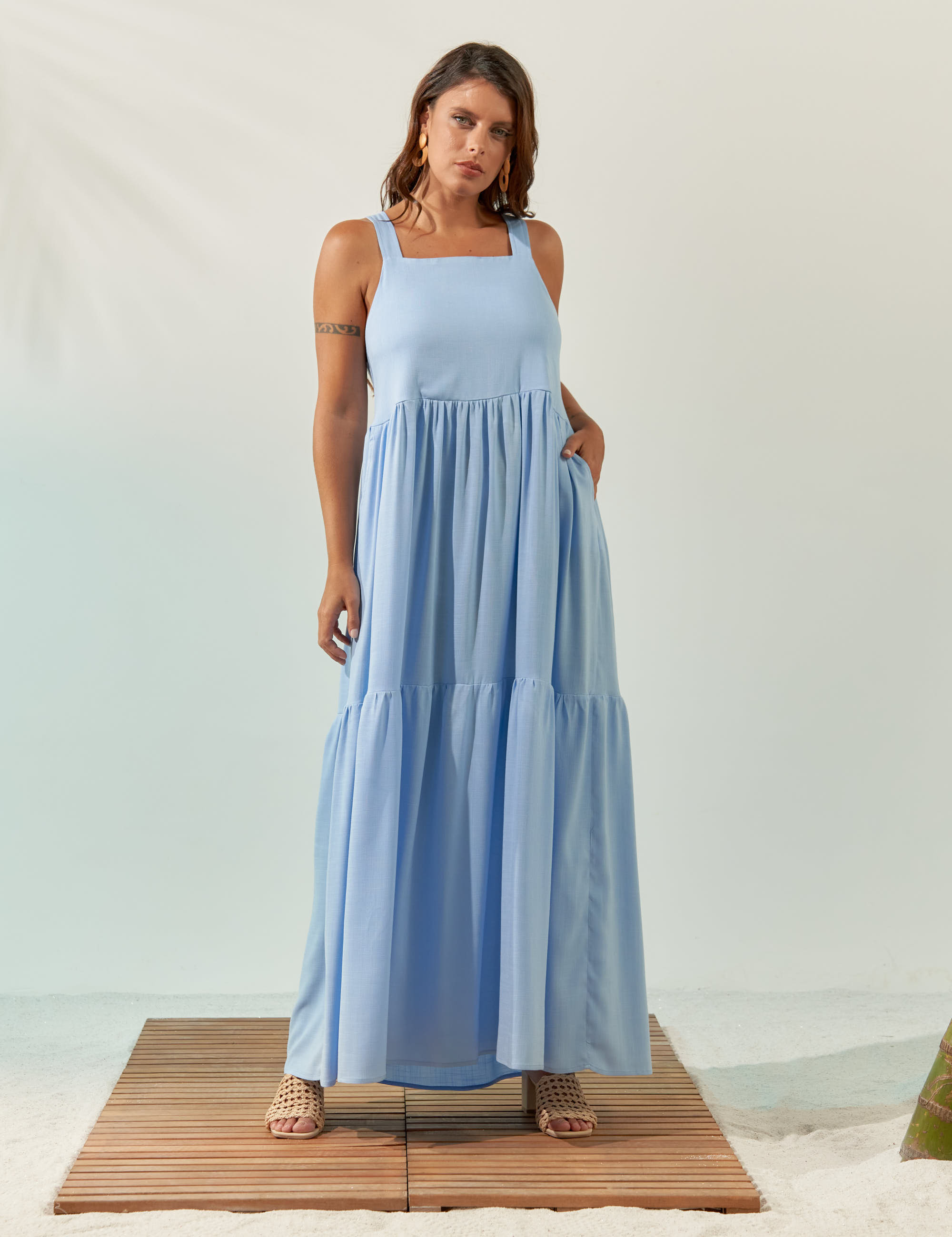 Vestido Rodado Azul Brisa
