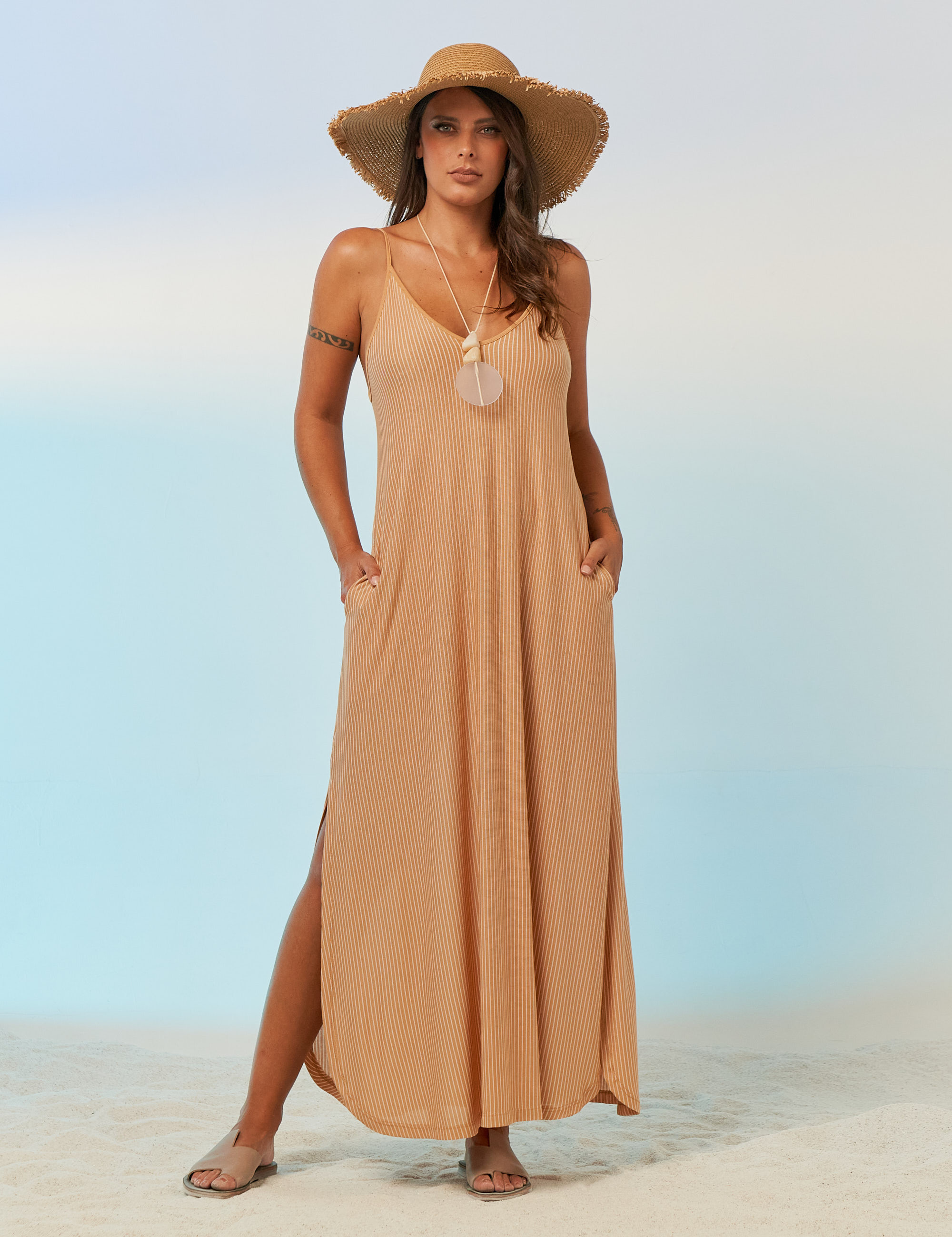 Vestido Regatão Listras Casquinha