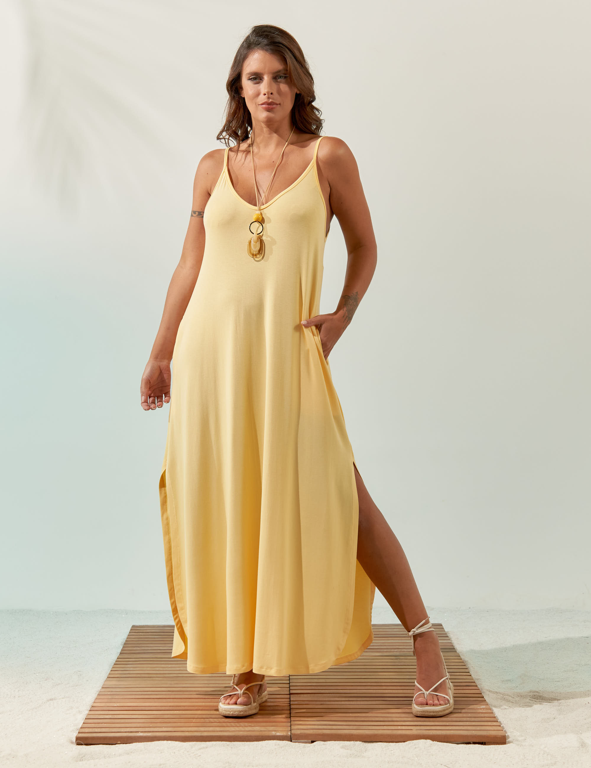 Vestido Regatão Amarelo Solar