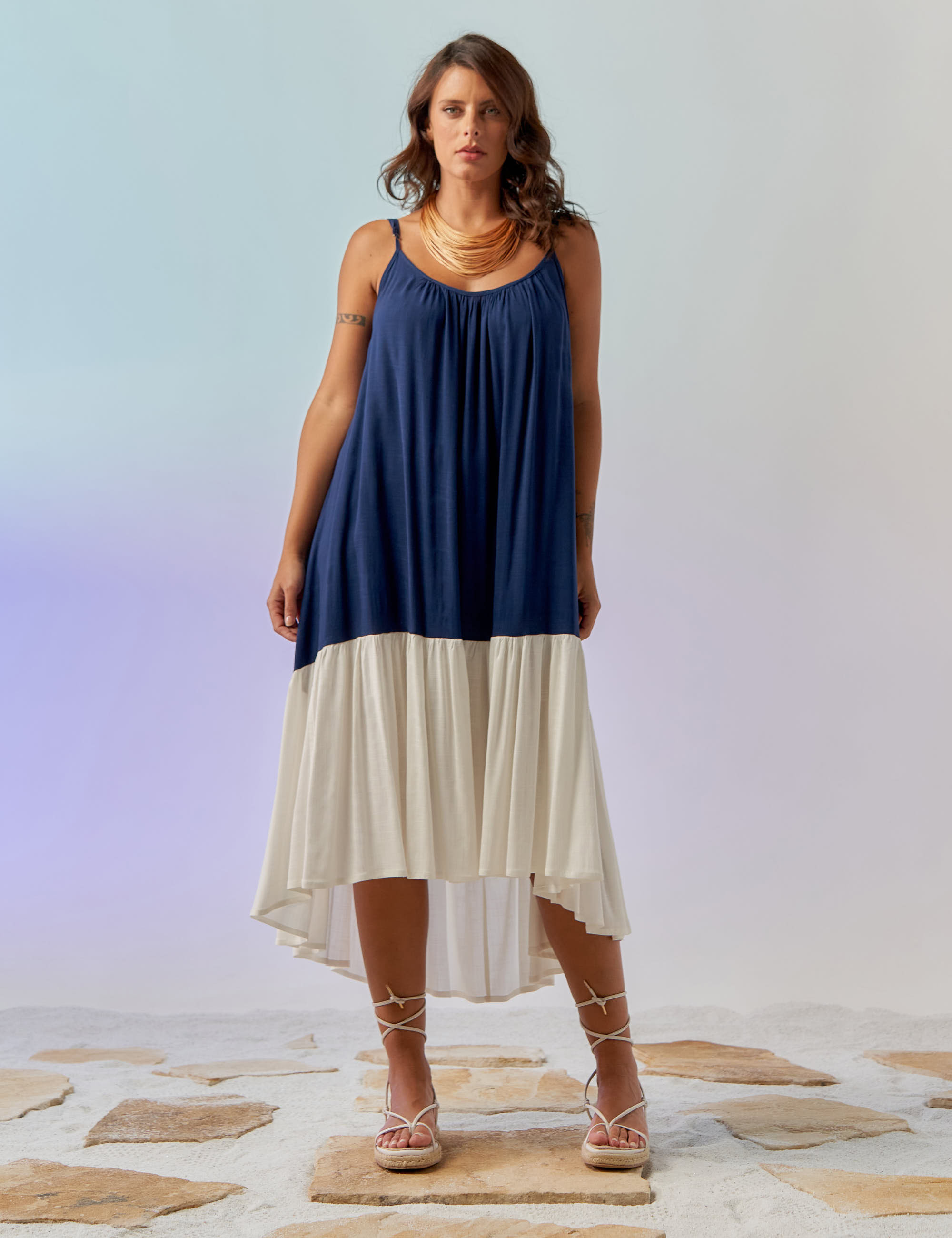 Vestido Mullet Linho Marinho