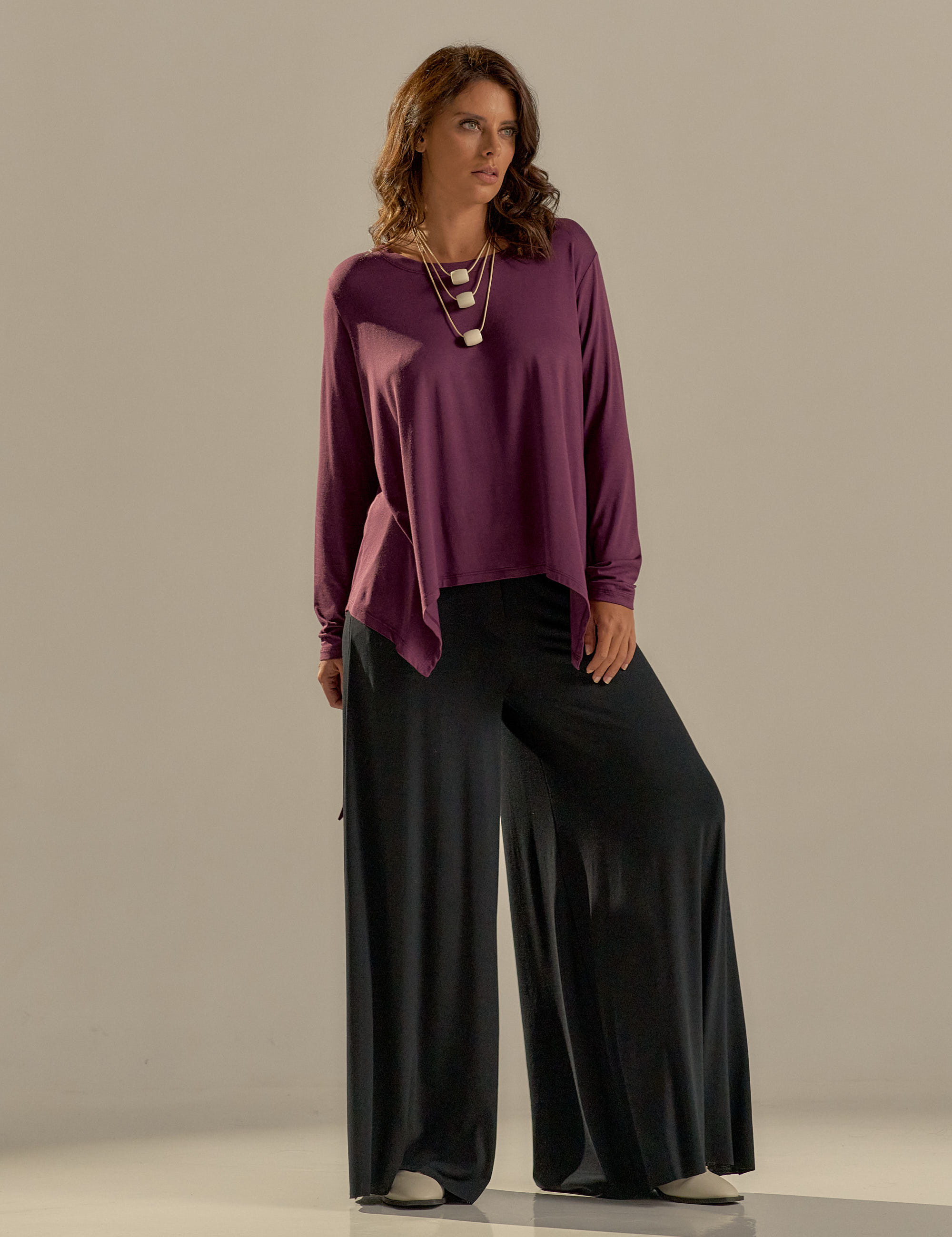 Blusa Ponta Manga Longa Merlot