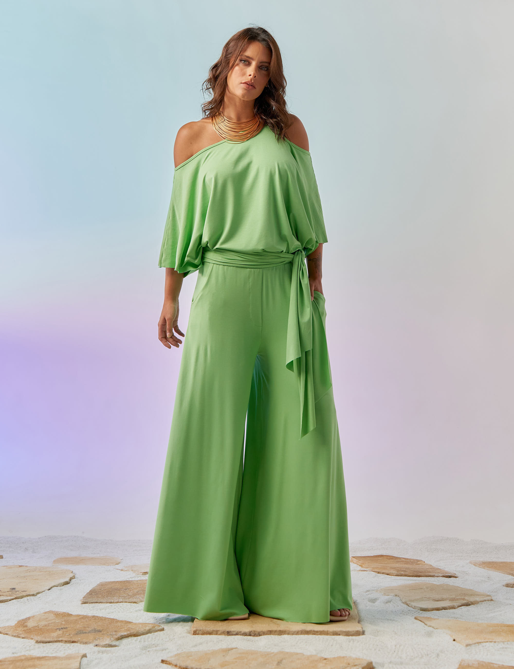 Blusa Abertura Ombros Faixa Salsa