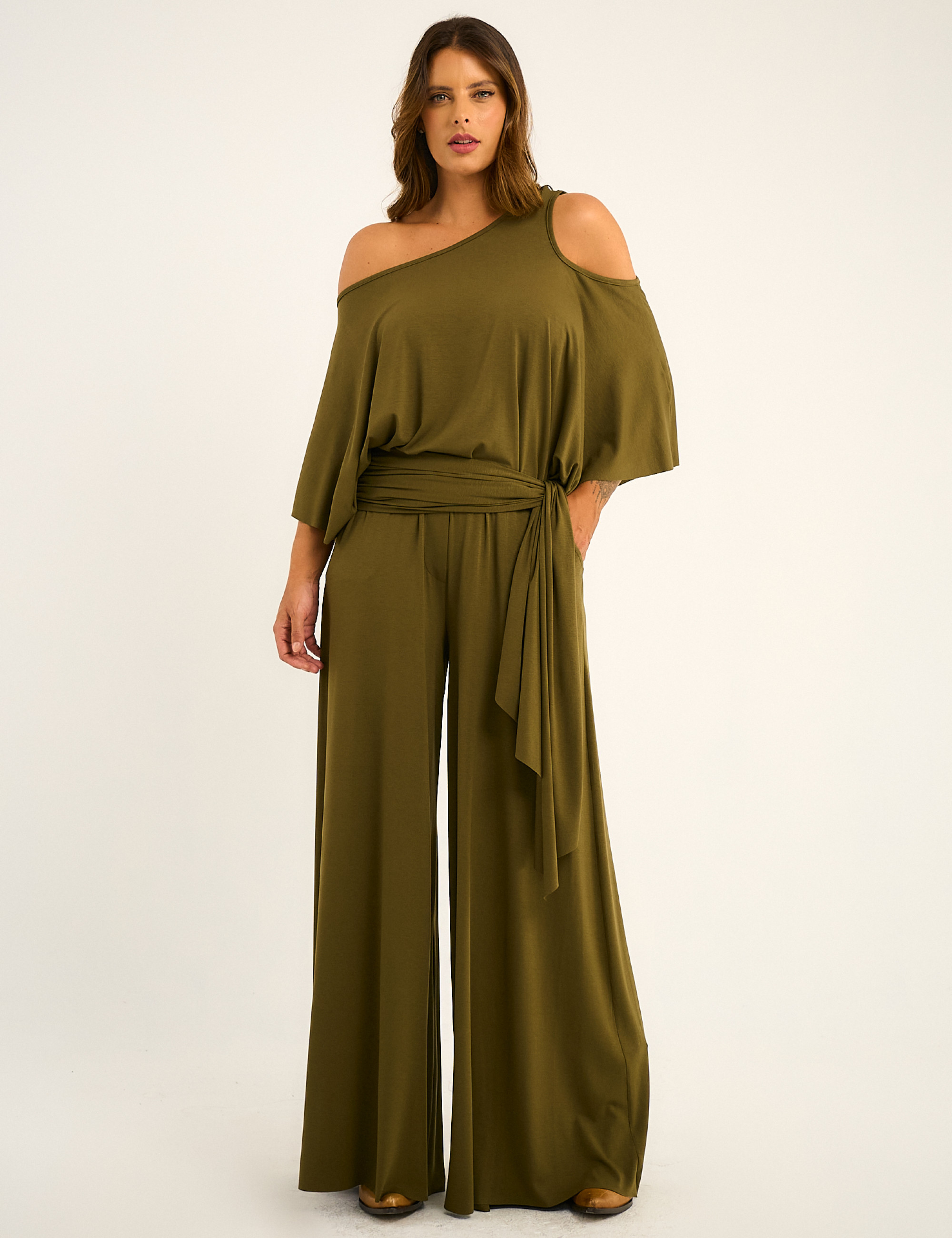 Calça Maxi Pantalona Verde Oliva