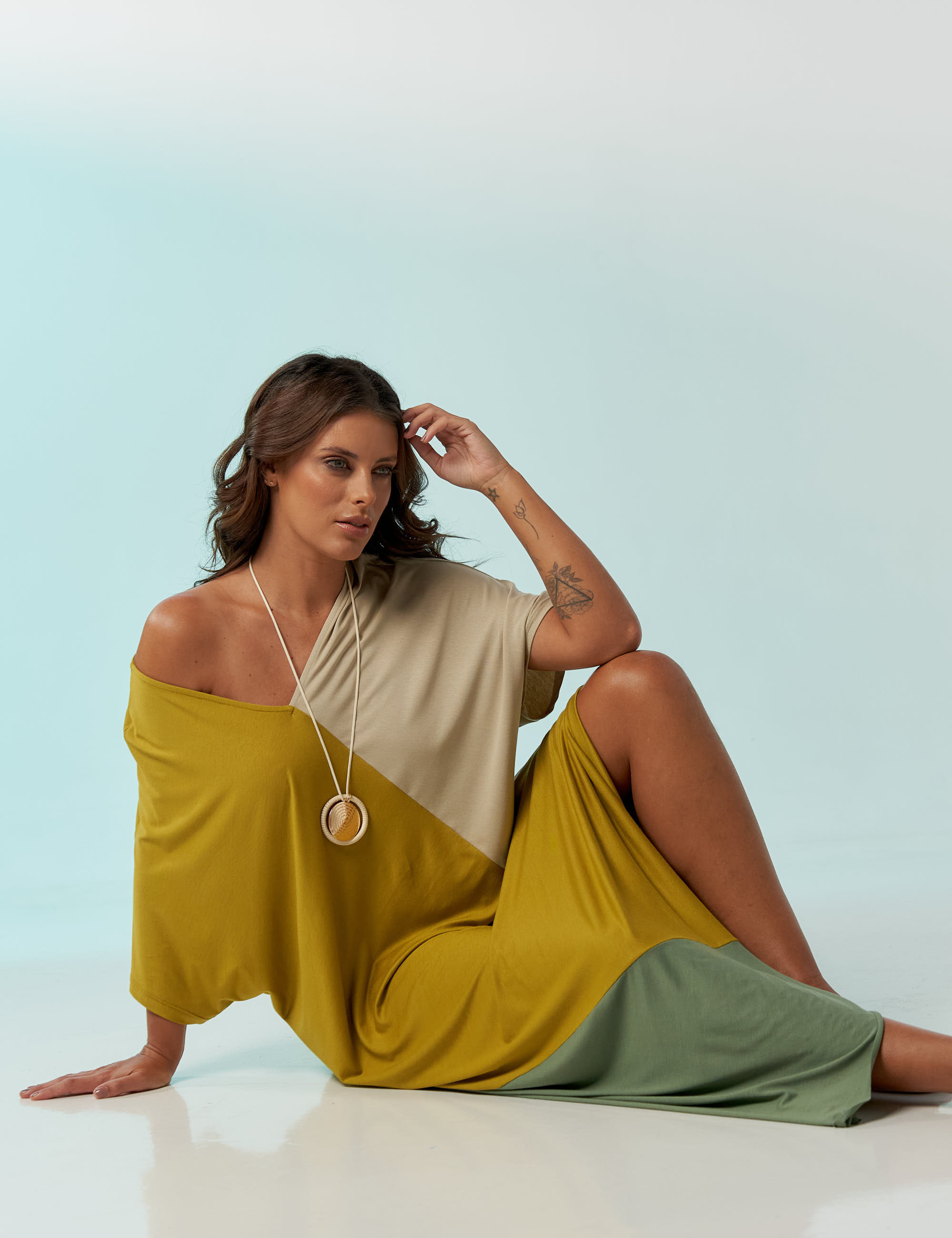 Vestido Tricolor Espinafre