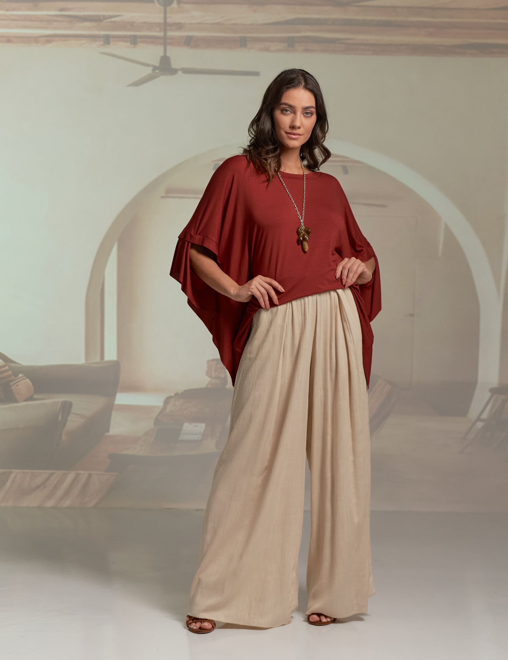 Blusa Ampla Quadrada Pinhão