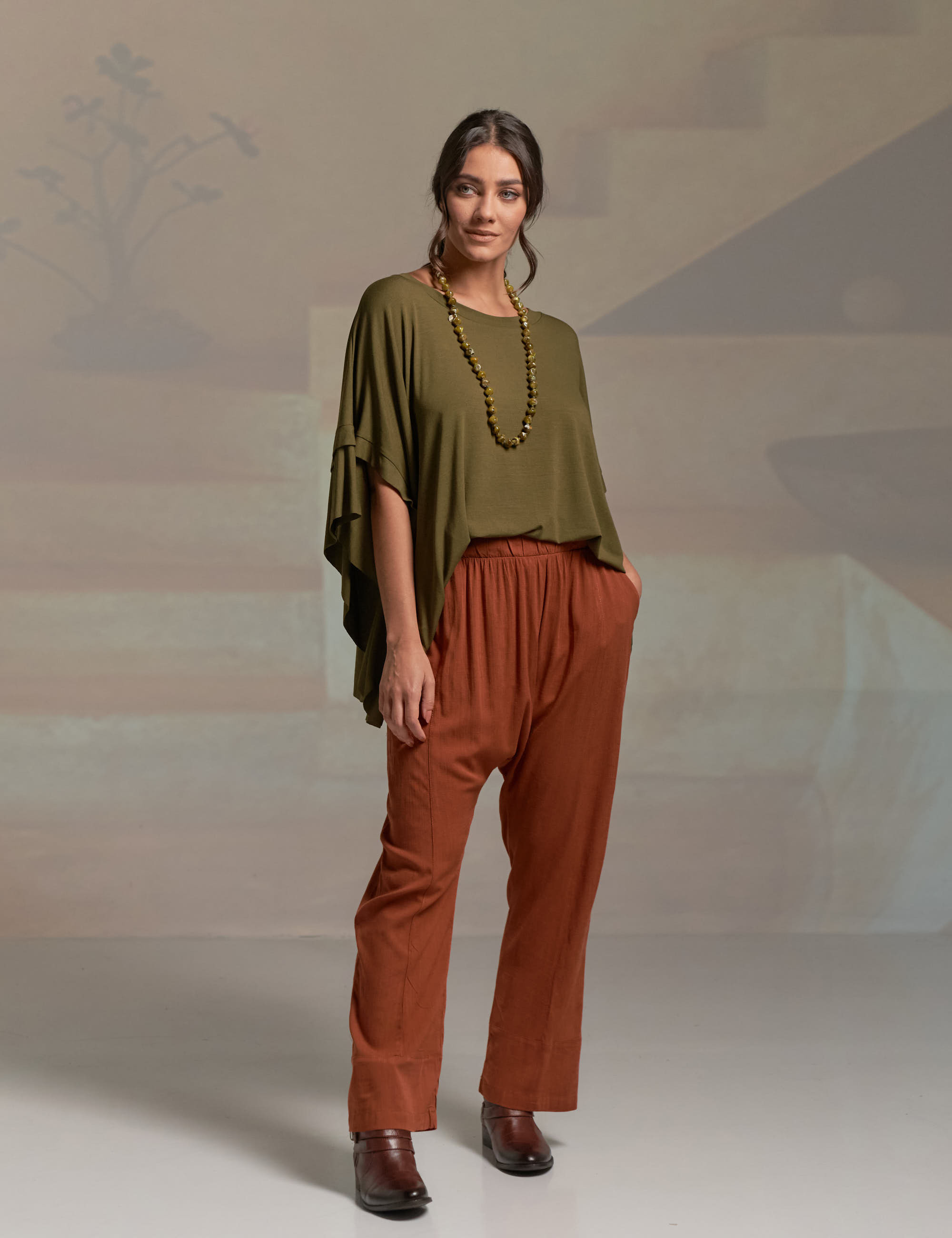 Calça Saruel Linho Amendoim