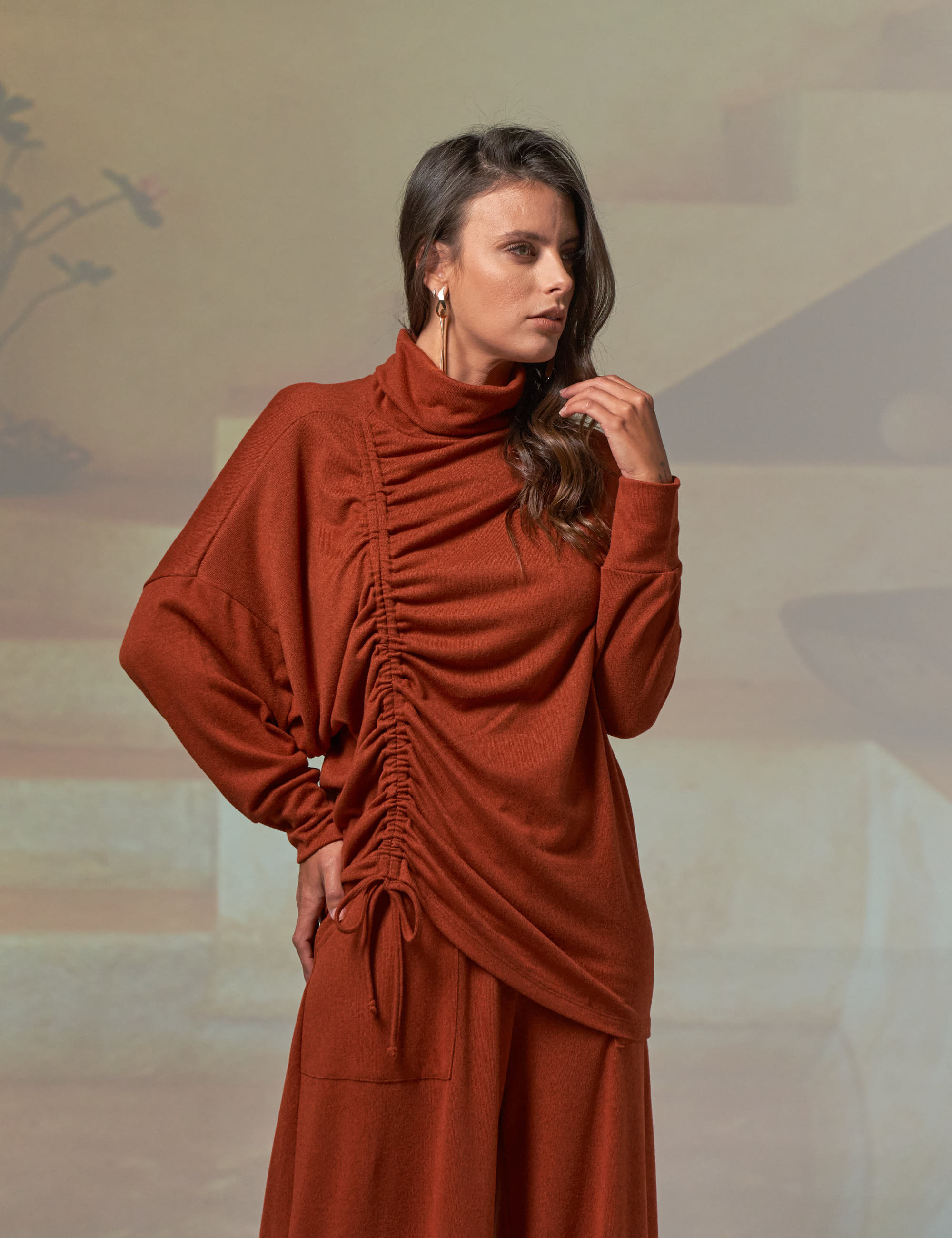 Blusa Lã Franzida Pinhão