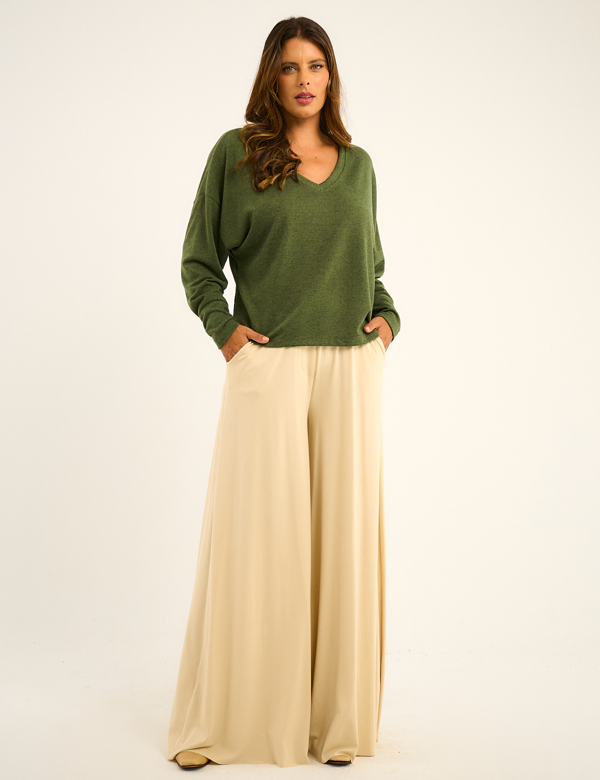 Blusa Lãzinha Manga Decote V Verde Carnaúba