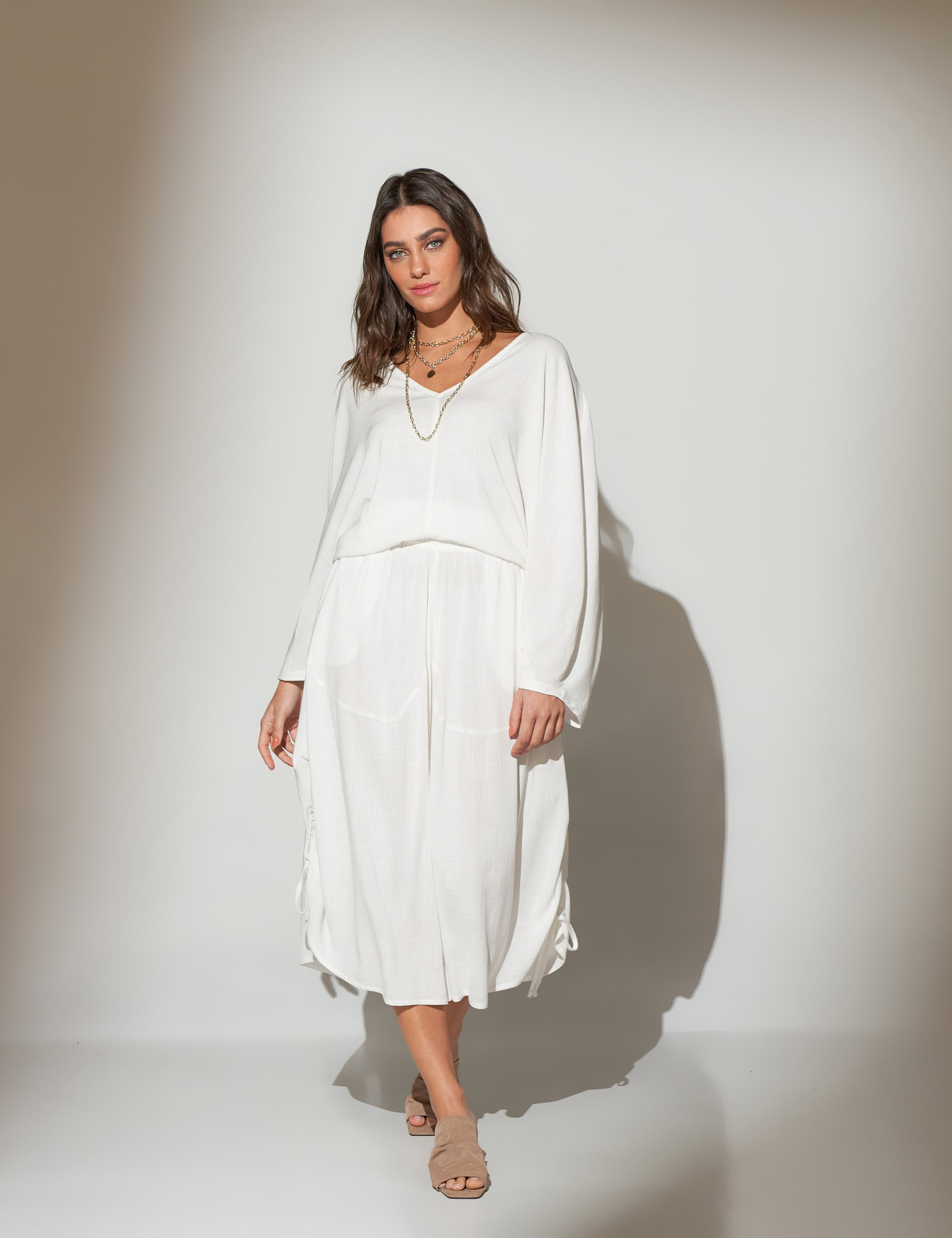 Blusa Meia Manga Off White-U