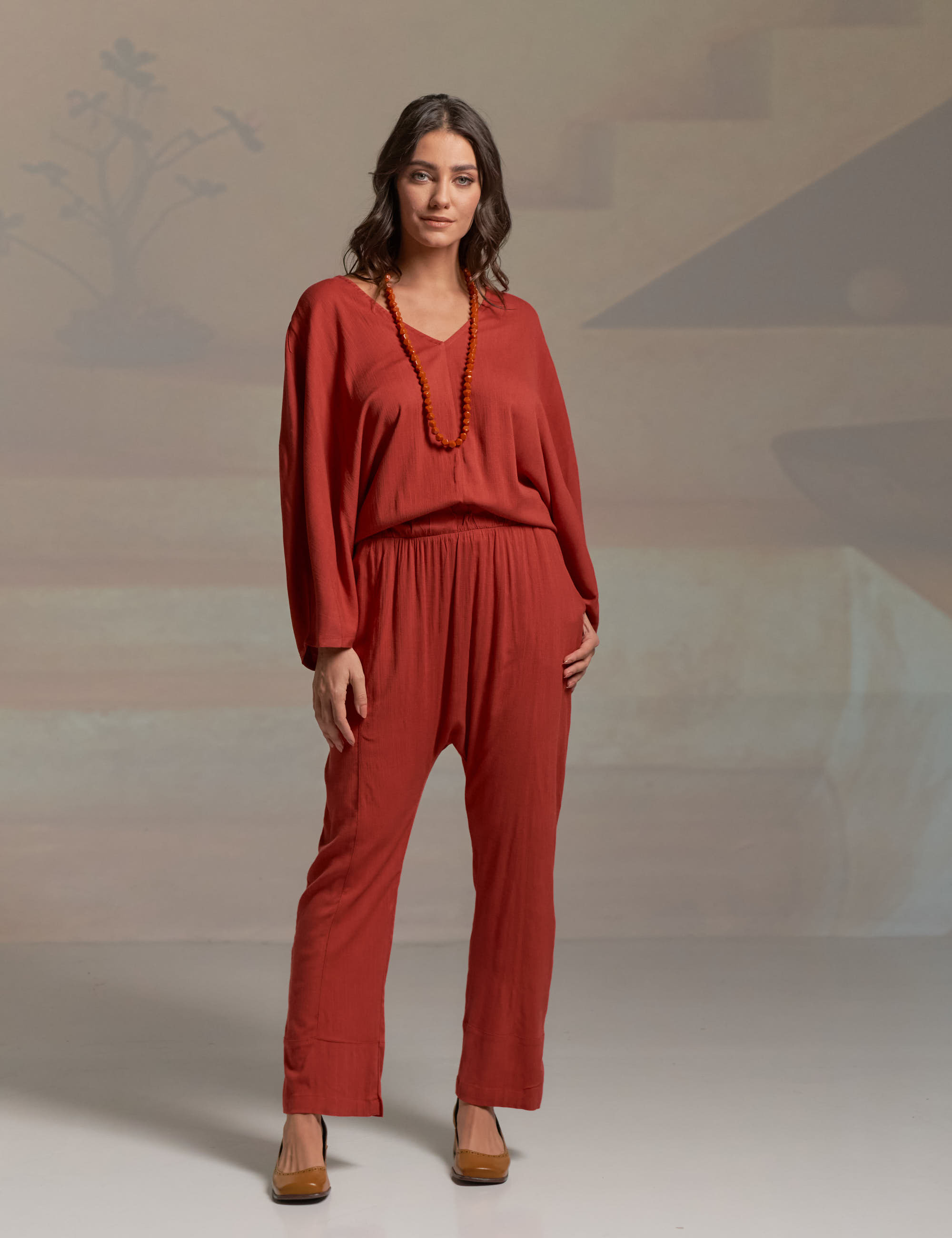 Calça Saruel Linho Goiabada