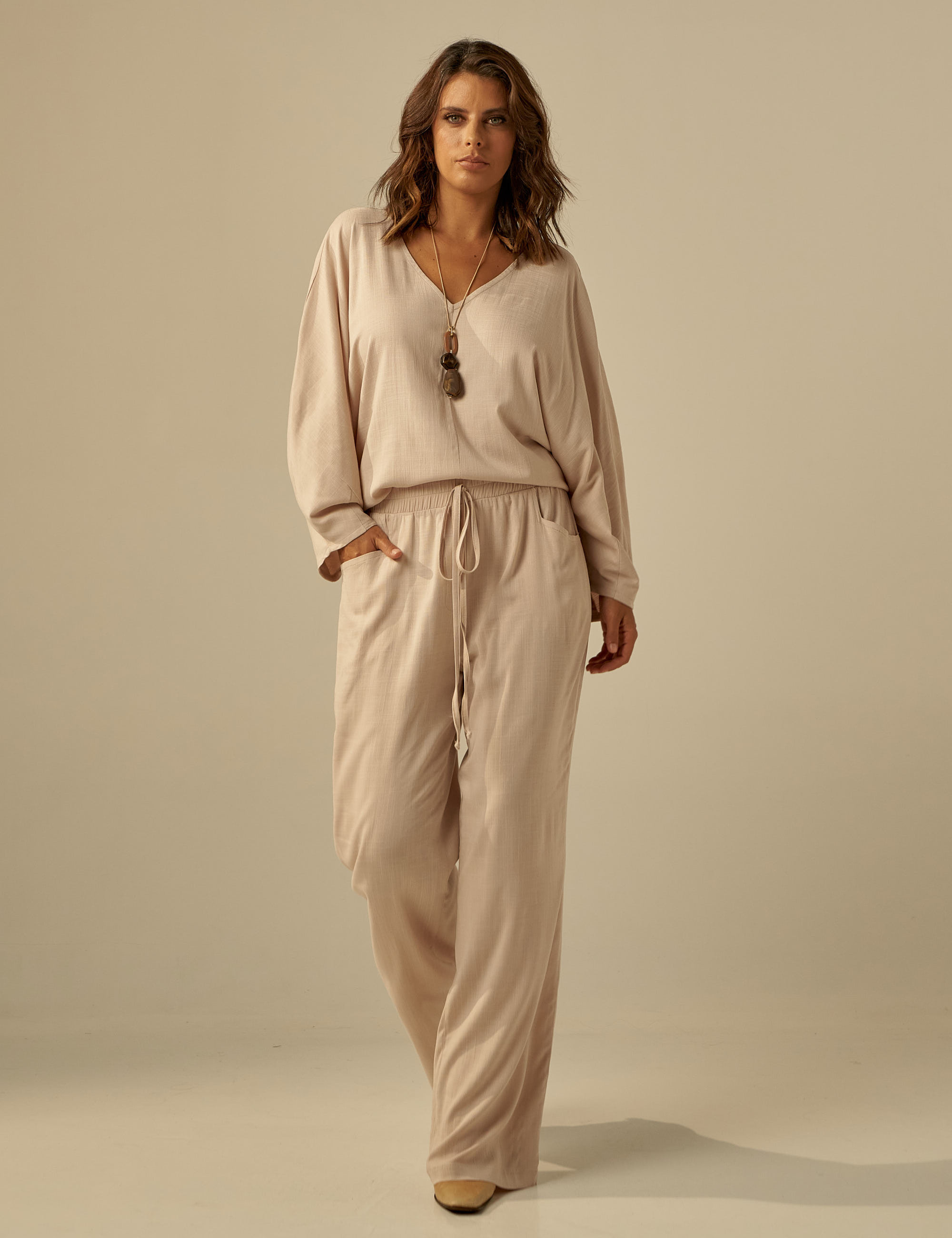 Blusa Manga Longa Linho Aspargo