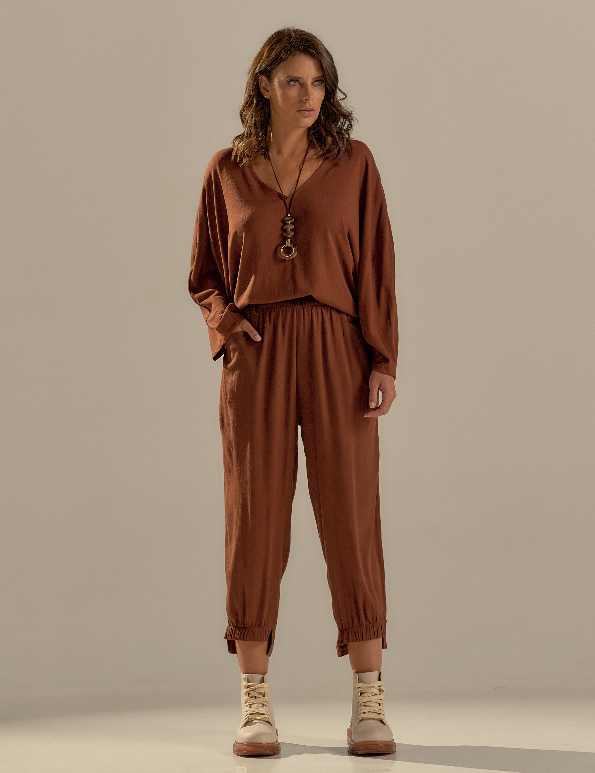 Blusa Manga Longa Linho Cacau